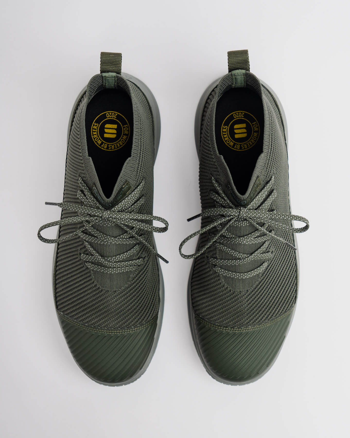 The Snibbs ROVR Mid - Climbing Ivy suede sneakers are side by side on a white background, shown from above.