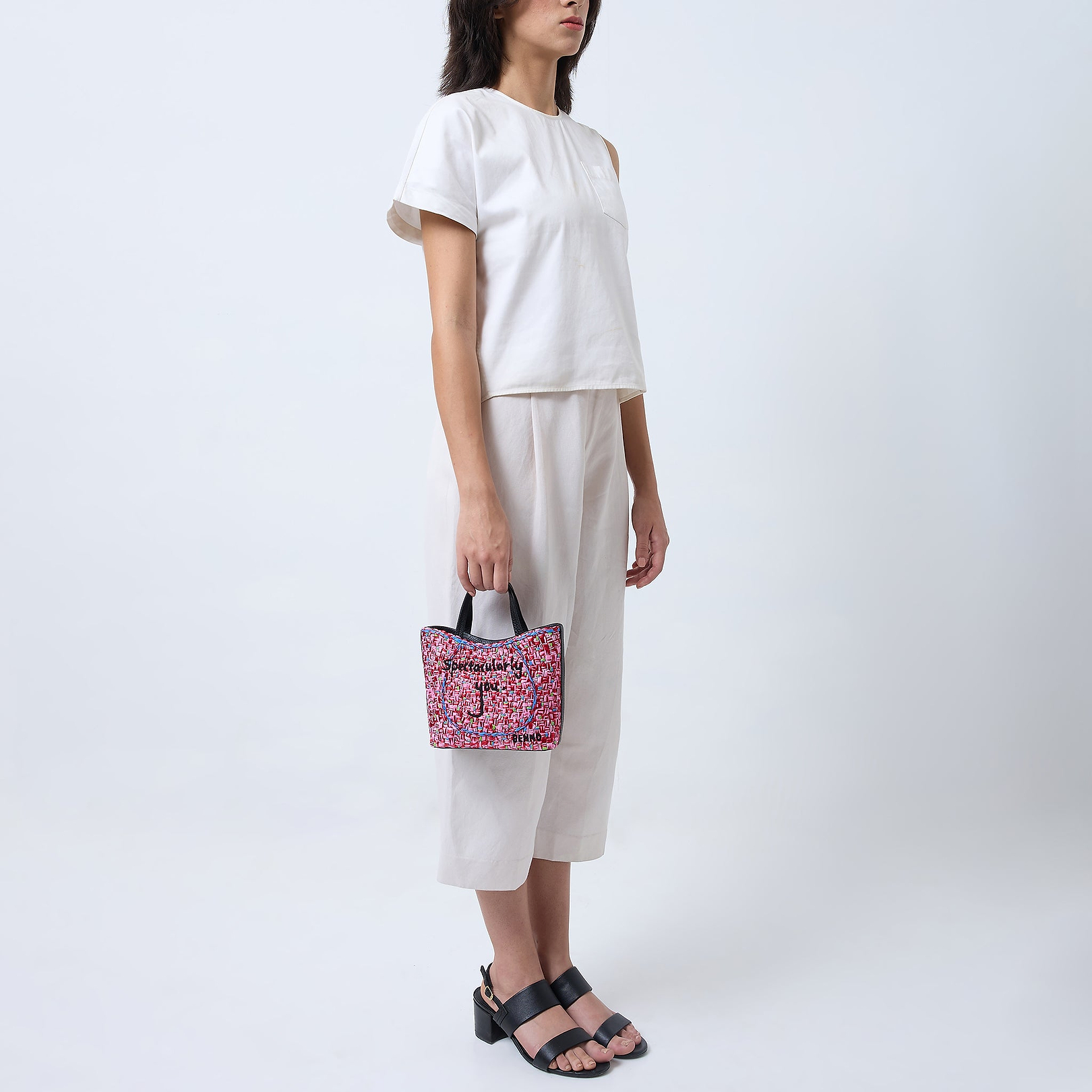Katrina Mini Tote Pink Red Raffia | Valentine's | behno