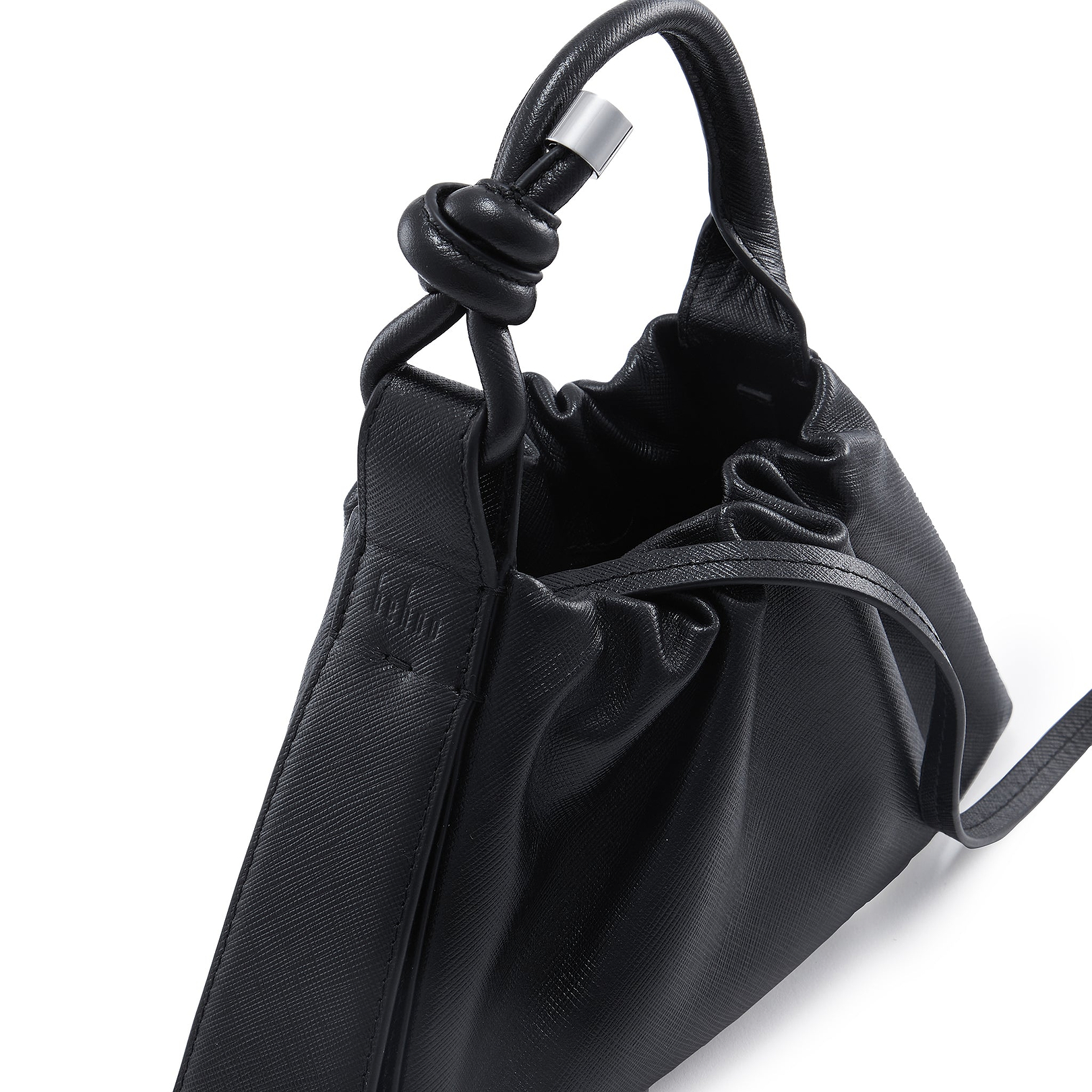   MINIMAL MONO TINA BAG ブラック Tina Baguette Mini in Black Saffiano | Ruched Bag | behno