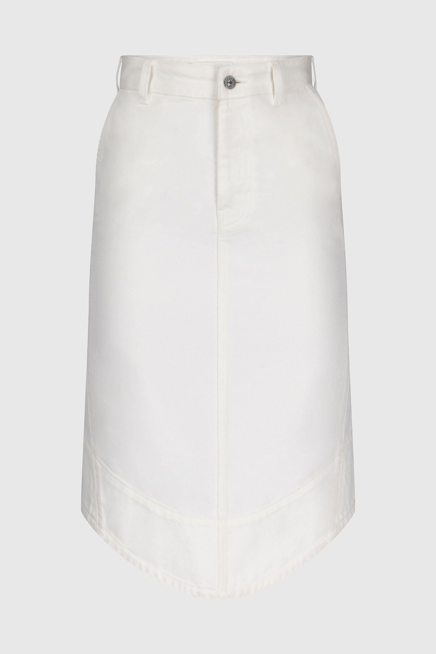 Twisted Seam Denim Skirt In White