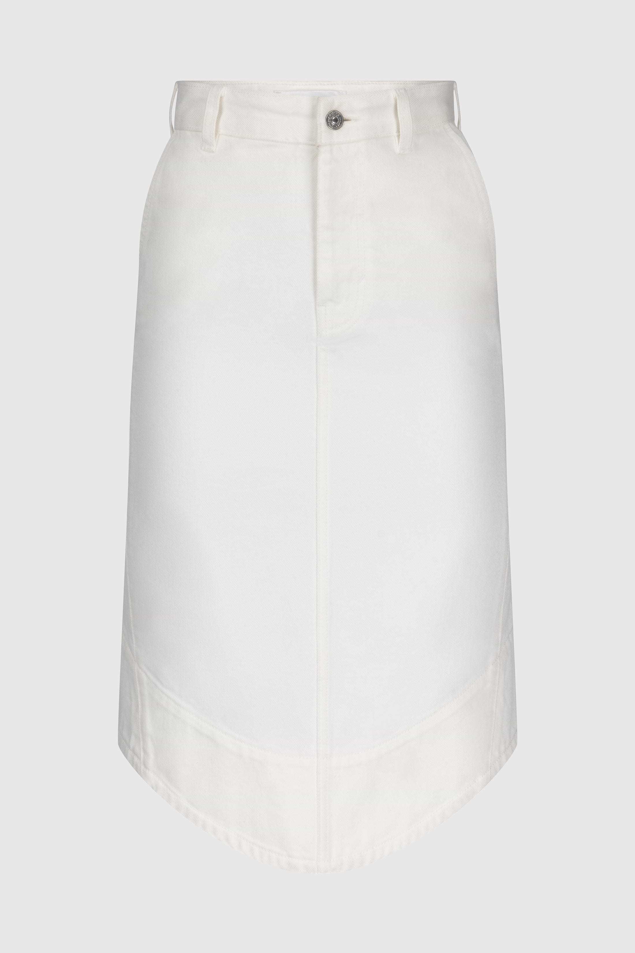 Twisted Seam Denim Skirt In White