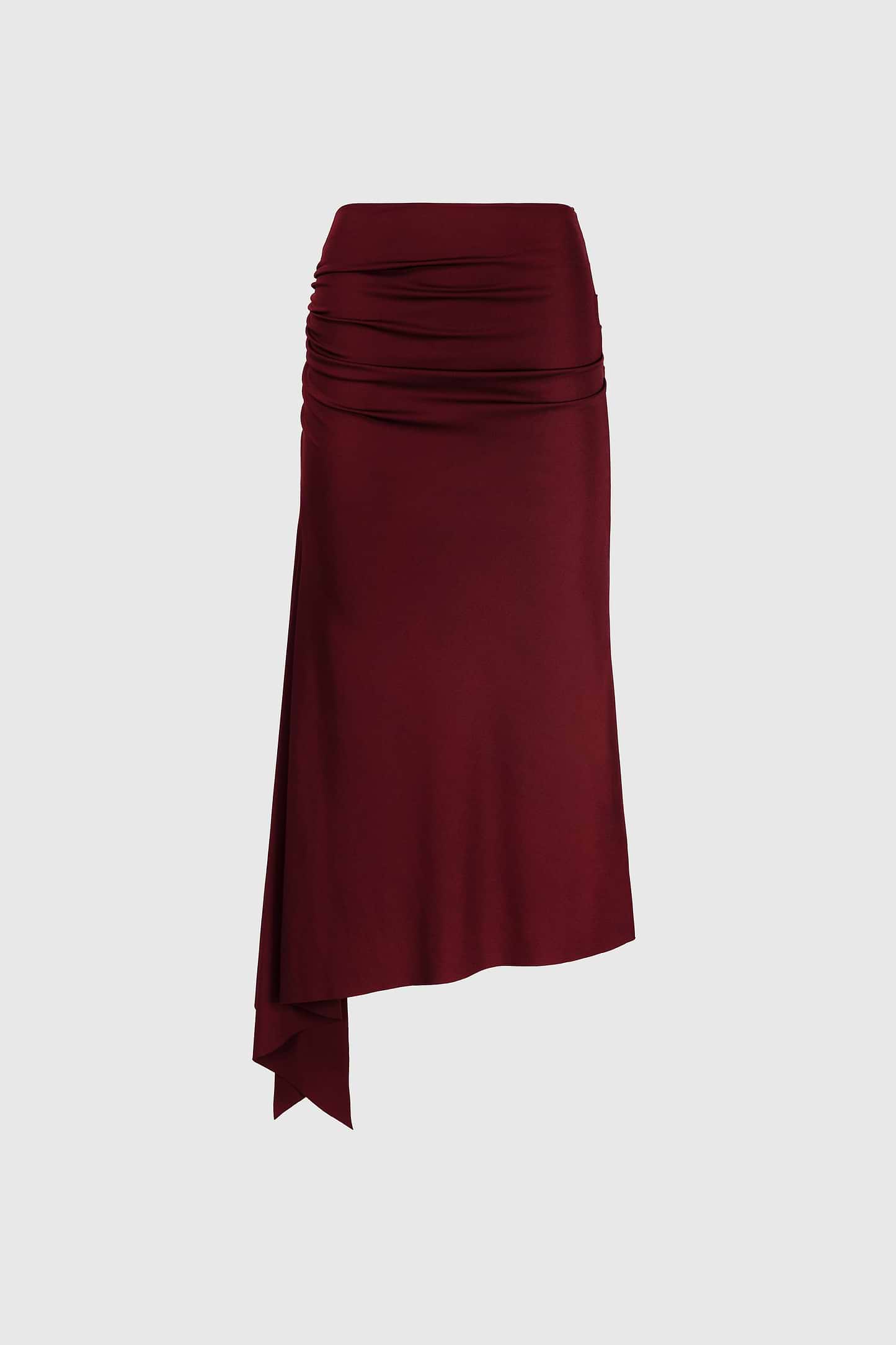 Gathered Skirt In Burgundy