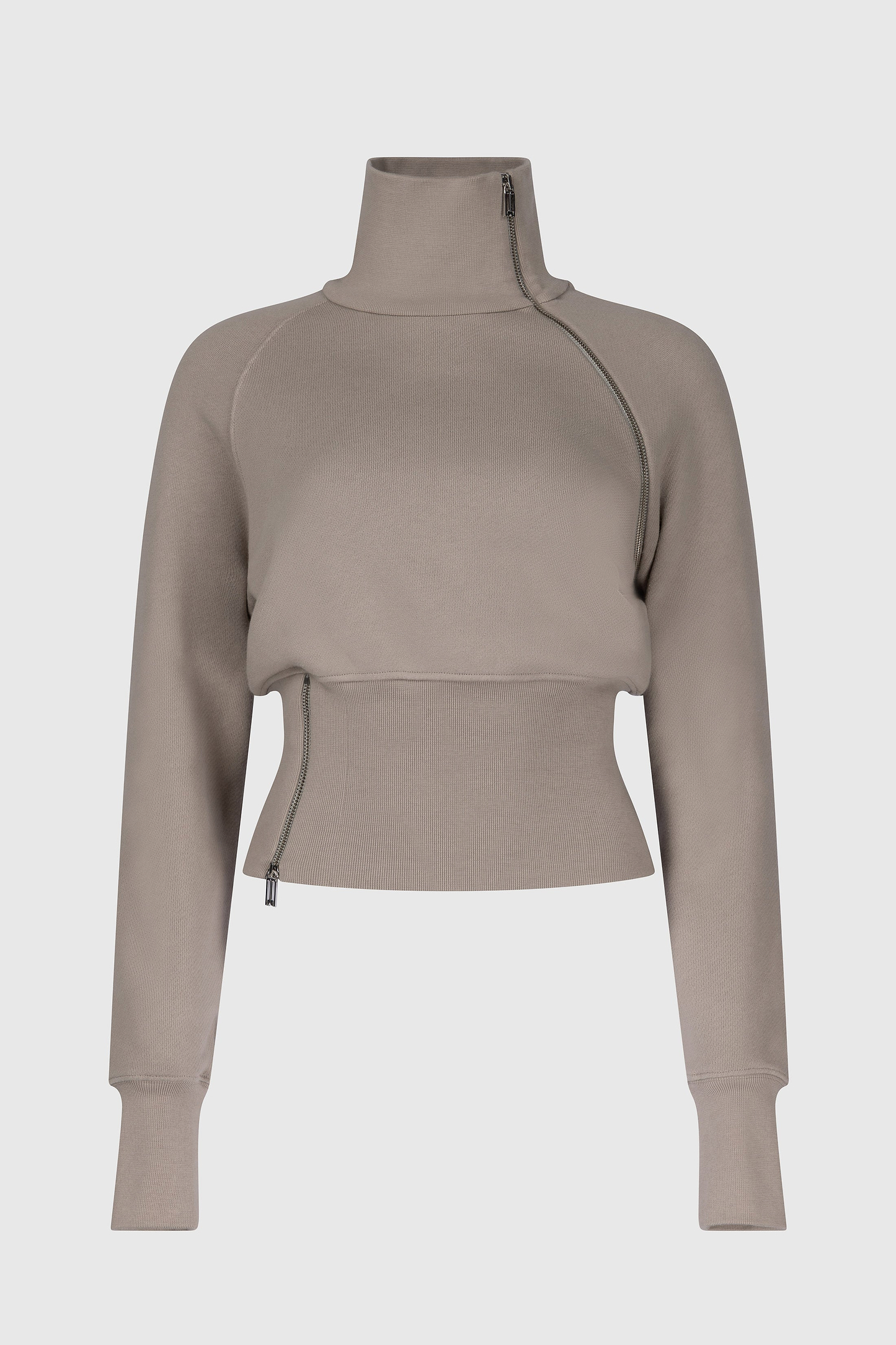 Zip Detail Sweatshirt In Light Grey