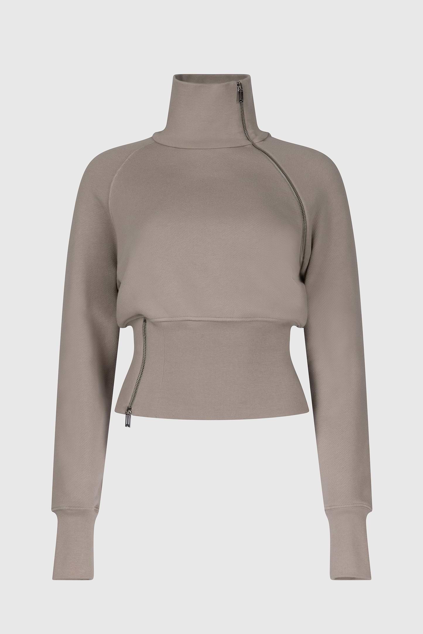 Zip Detail Sweatshirt In Light Grey