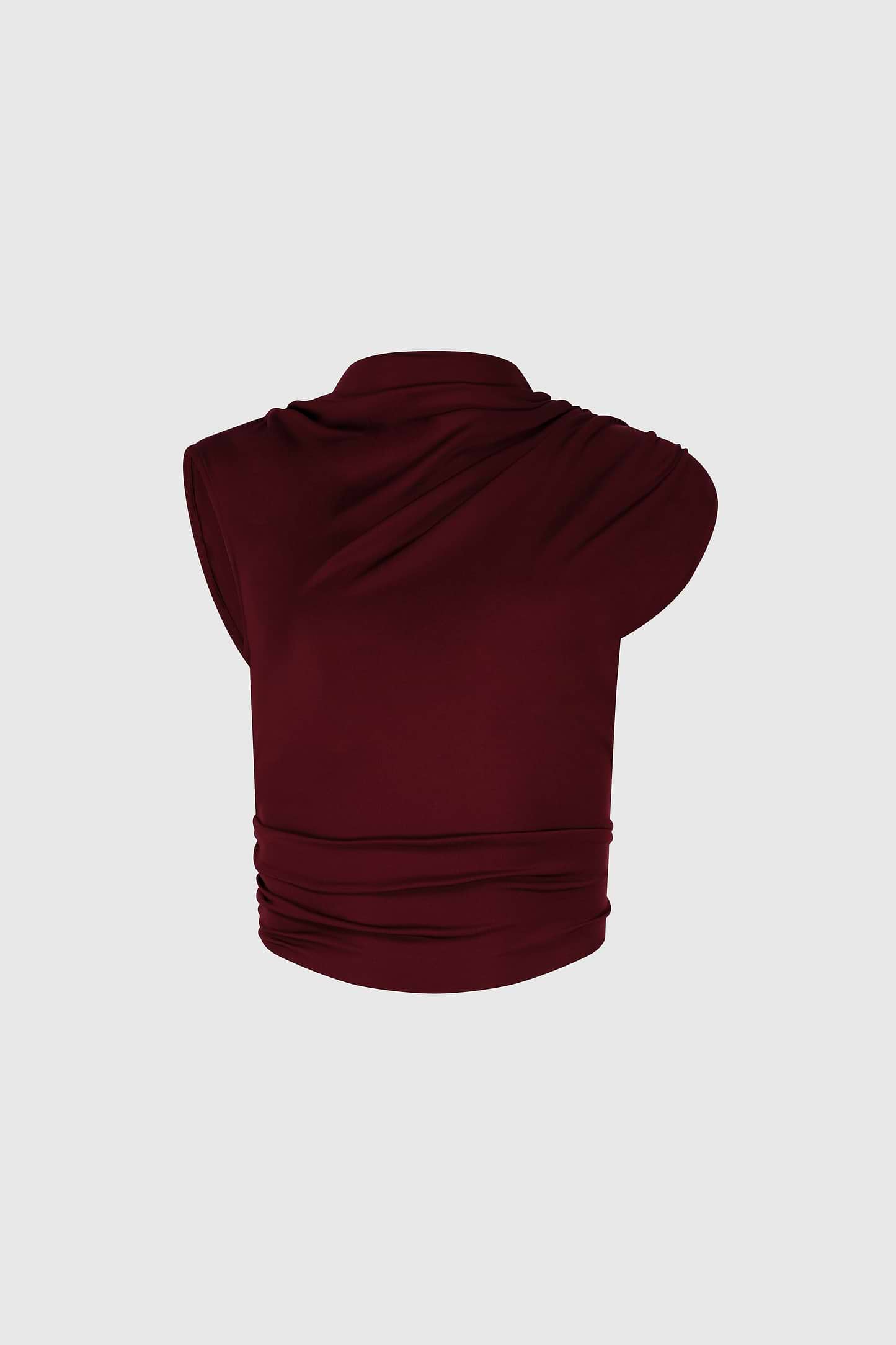 Gathered Top In Burgundy