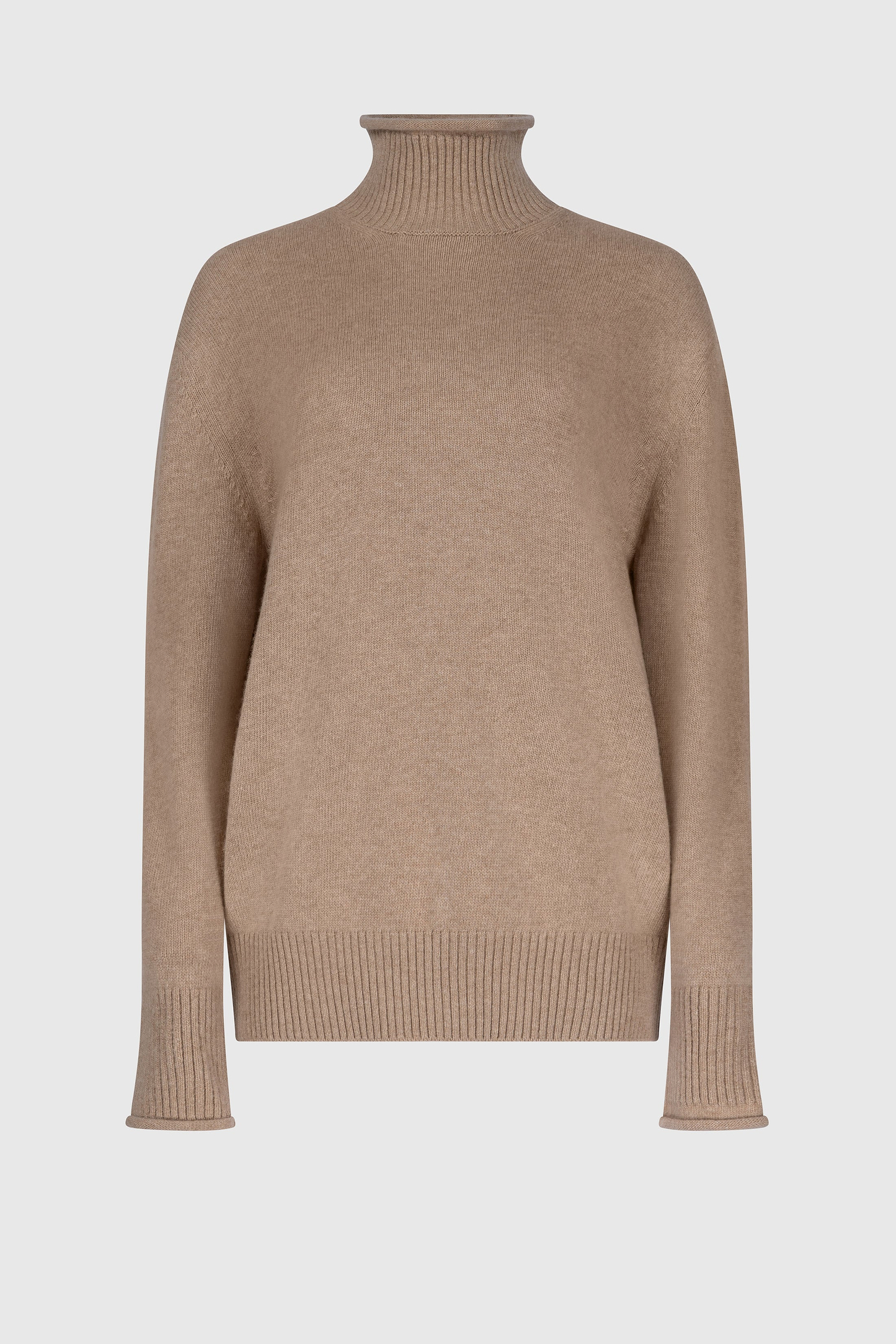 High Neck Jumper In Beige Melange