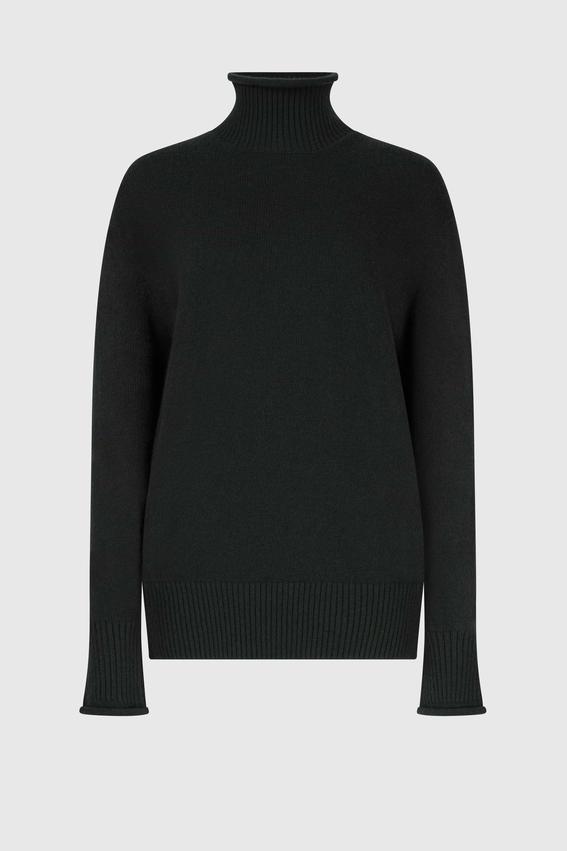 High Neck Jumper In Dark Green