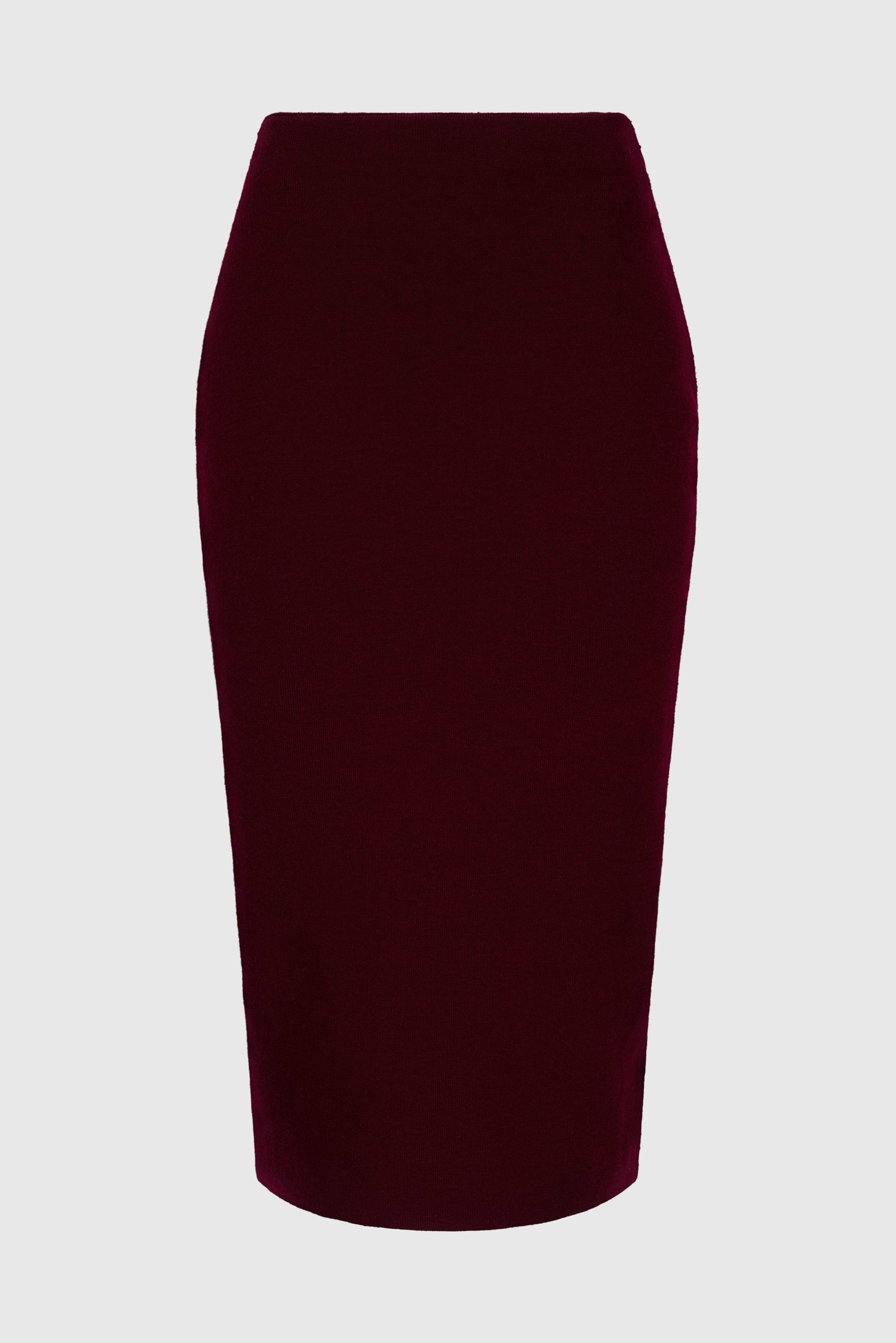 Fitted Midi Skirt In Burgundy