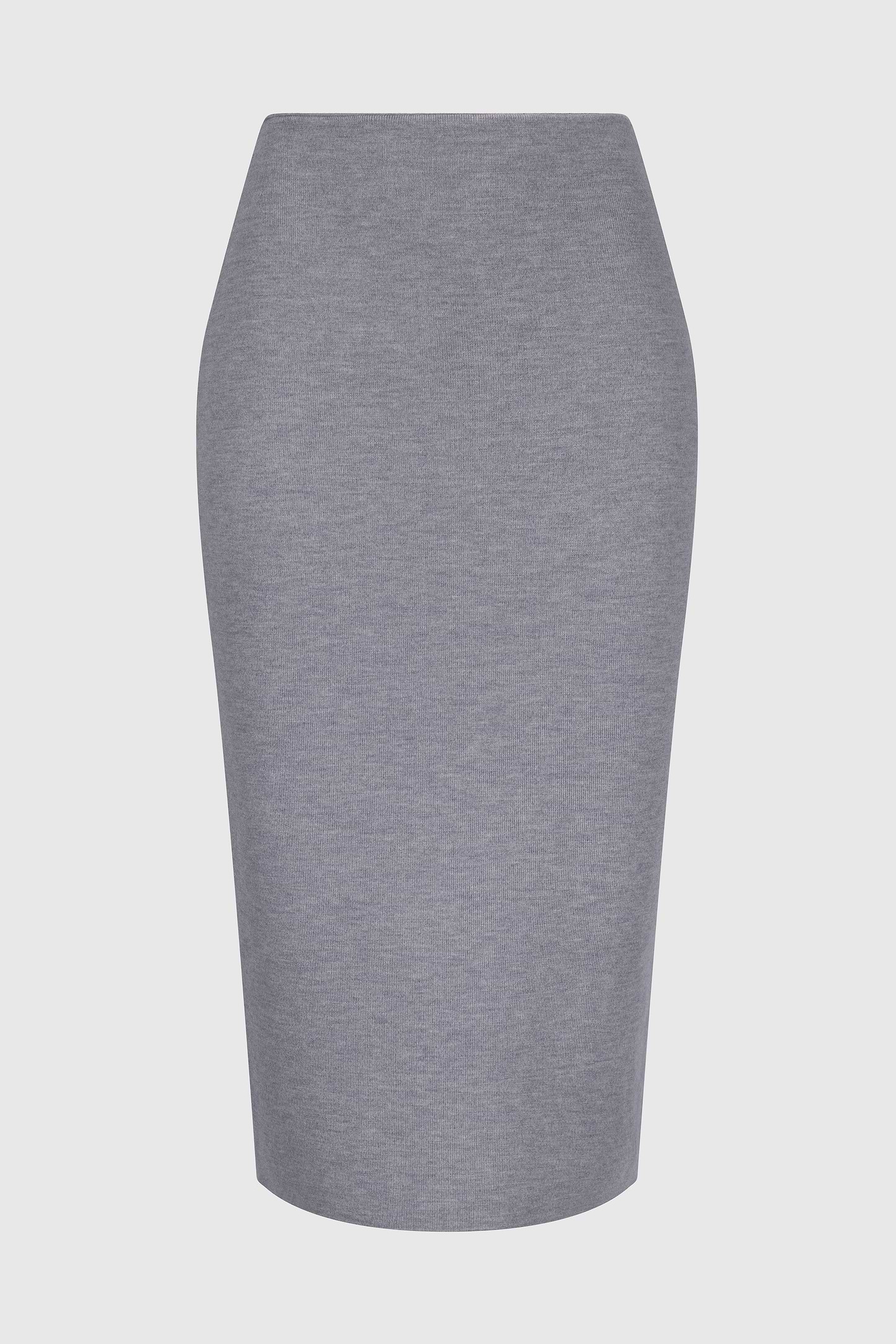 Fitted Midi Skirt In Grey Melange