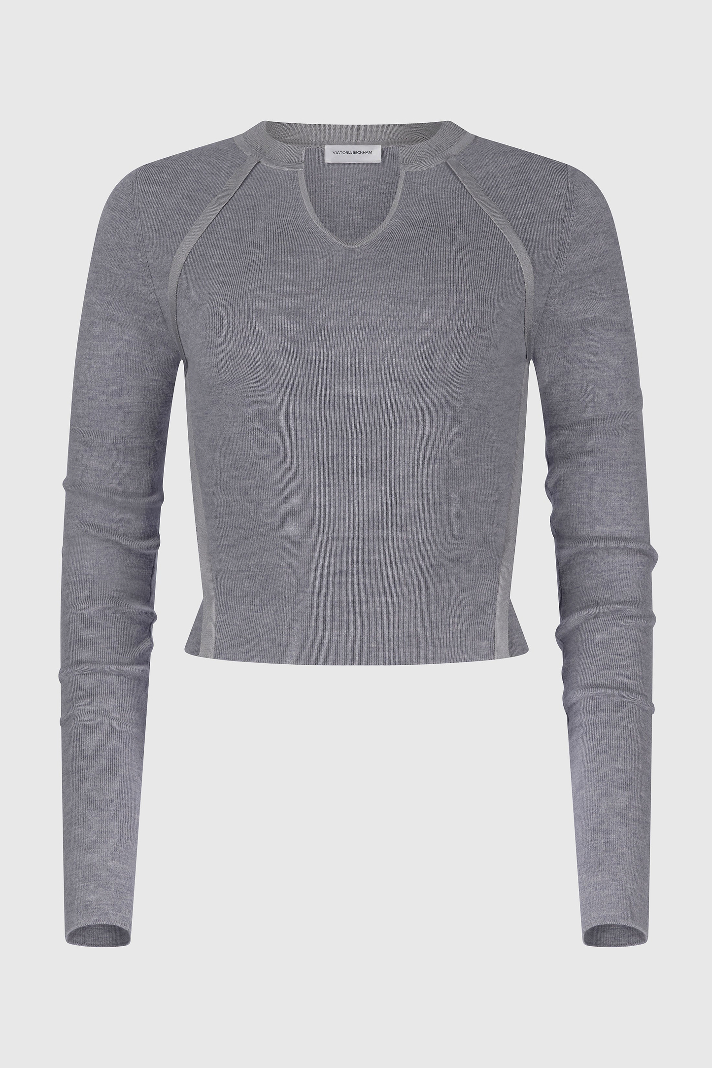 V-Neck Top In Grey Melange