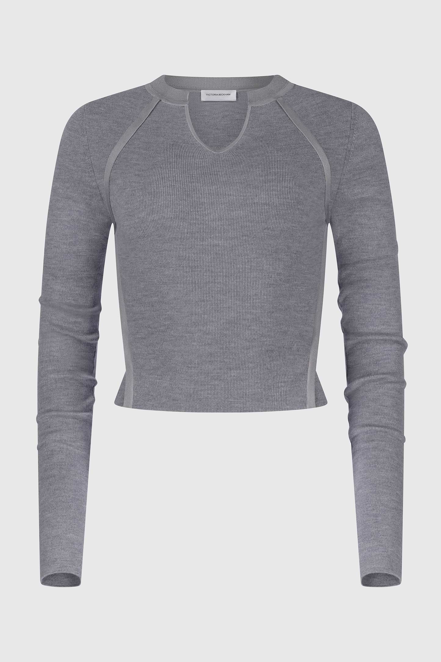 V-Neck Top In Grey Melange