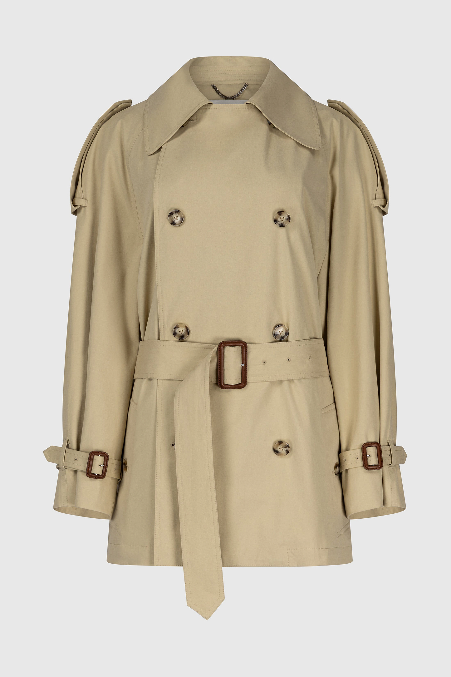 Short Trench Coat In Light Beige