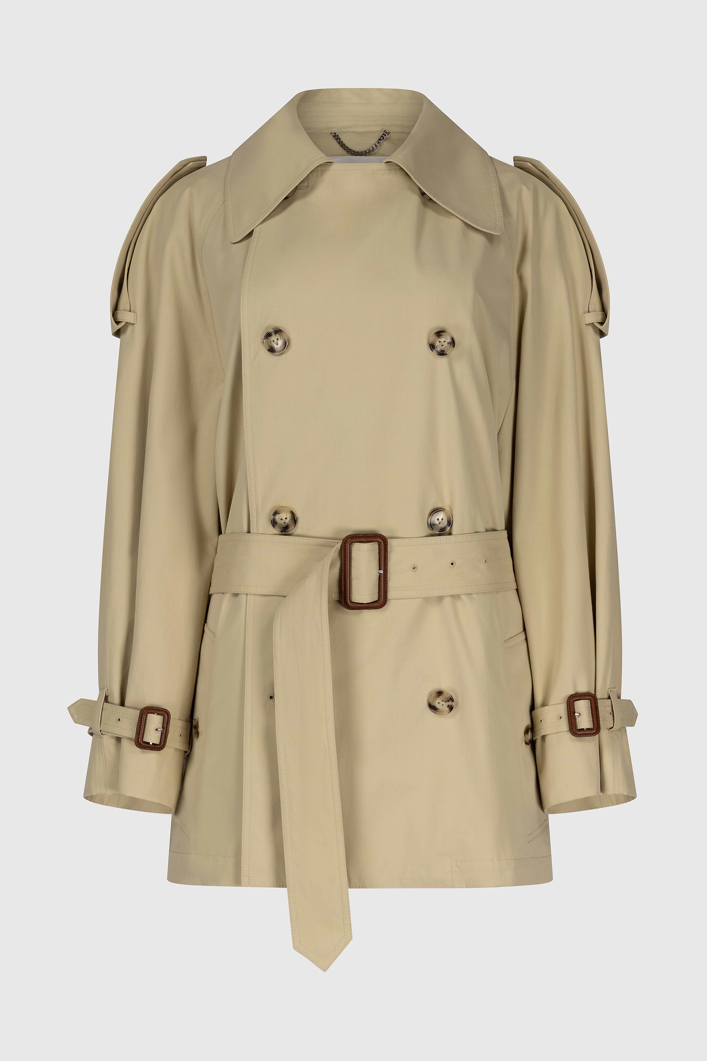 Short Trench Coat In Light Beige