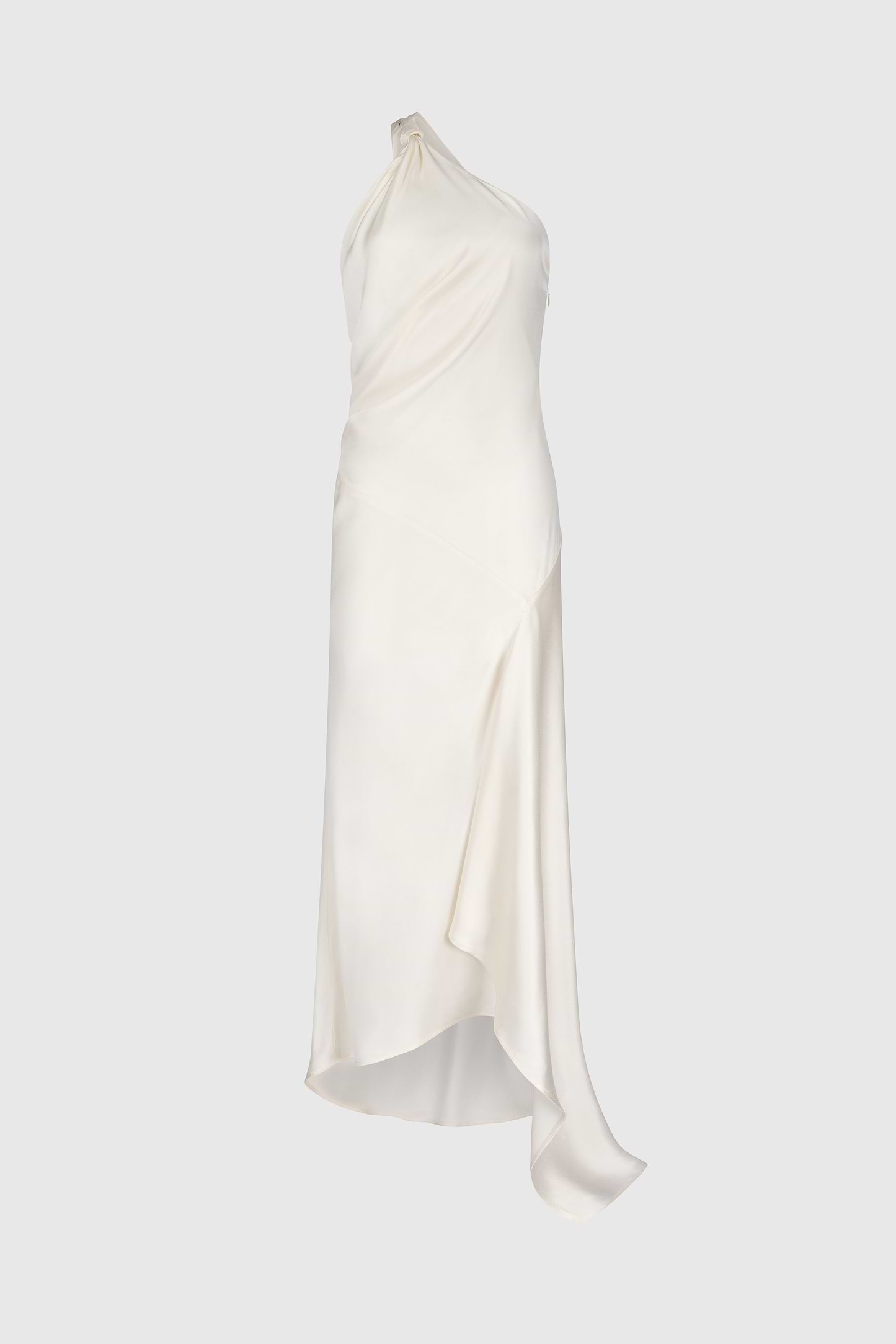 Asymmetric Midi Dress In Ivory