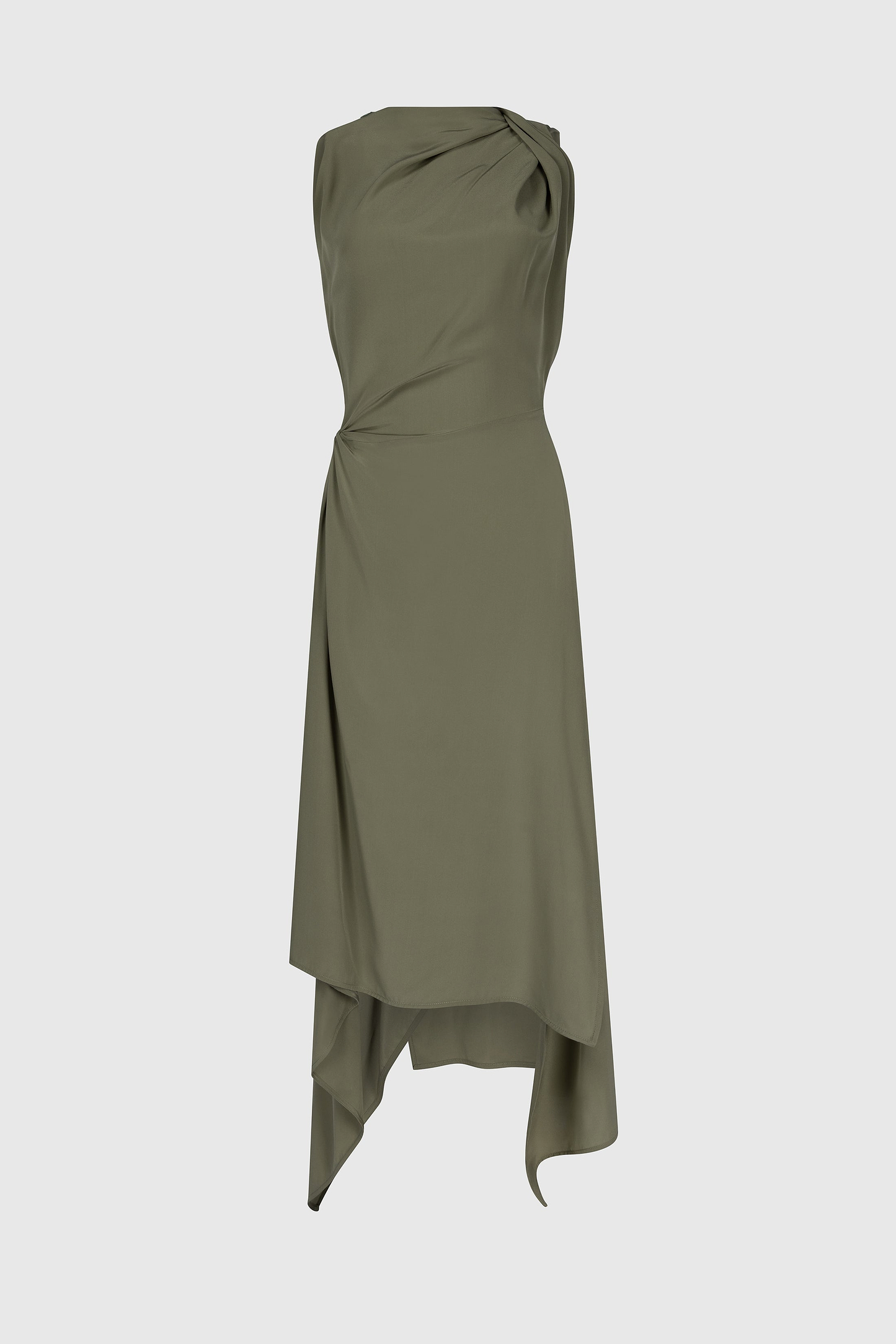 Sleeveless Draped Midi Dress In Green