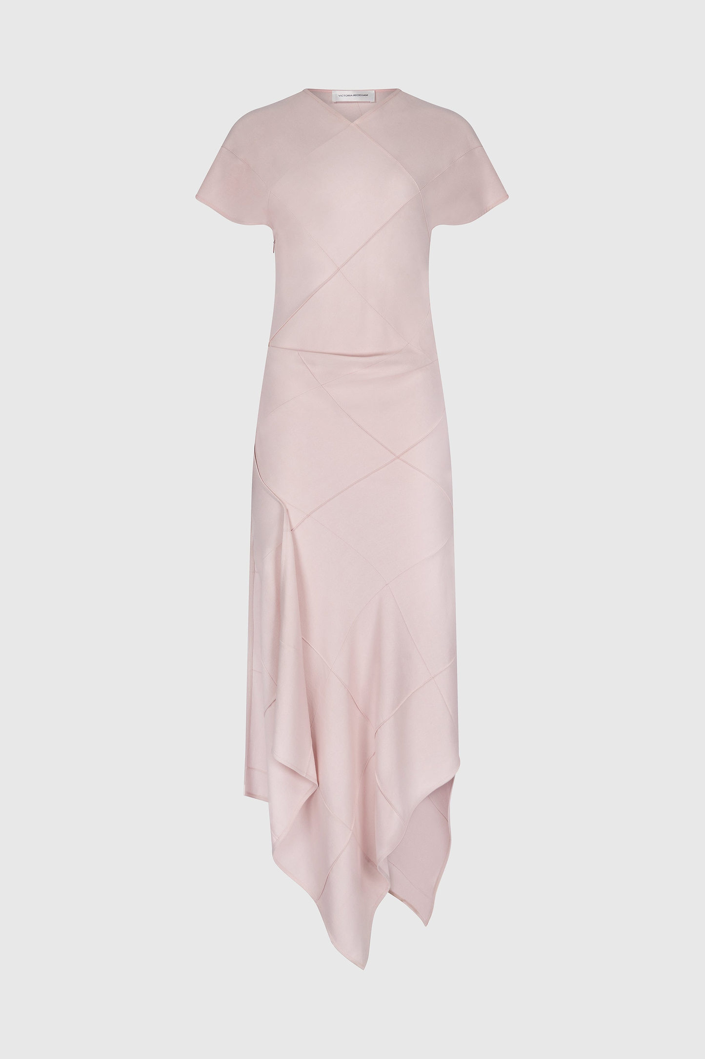 Crease Detail Midi Dress In Light Pink
