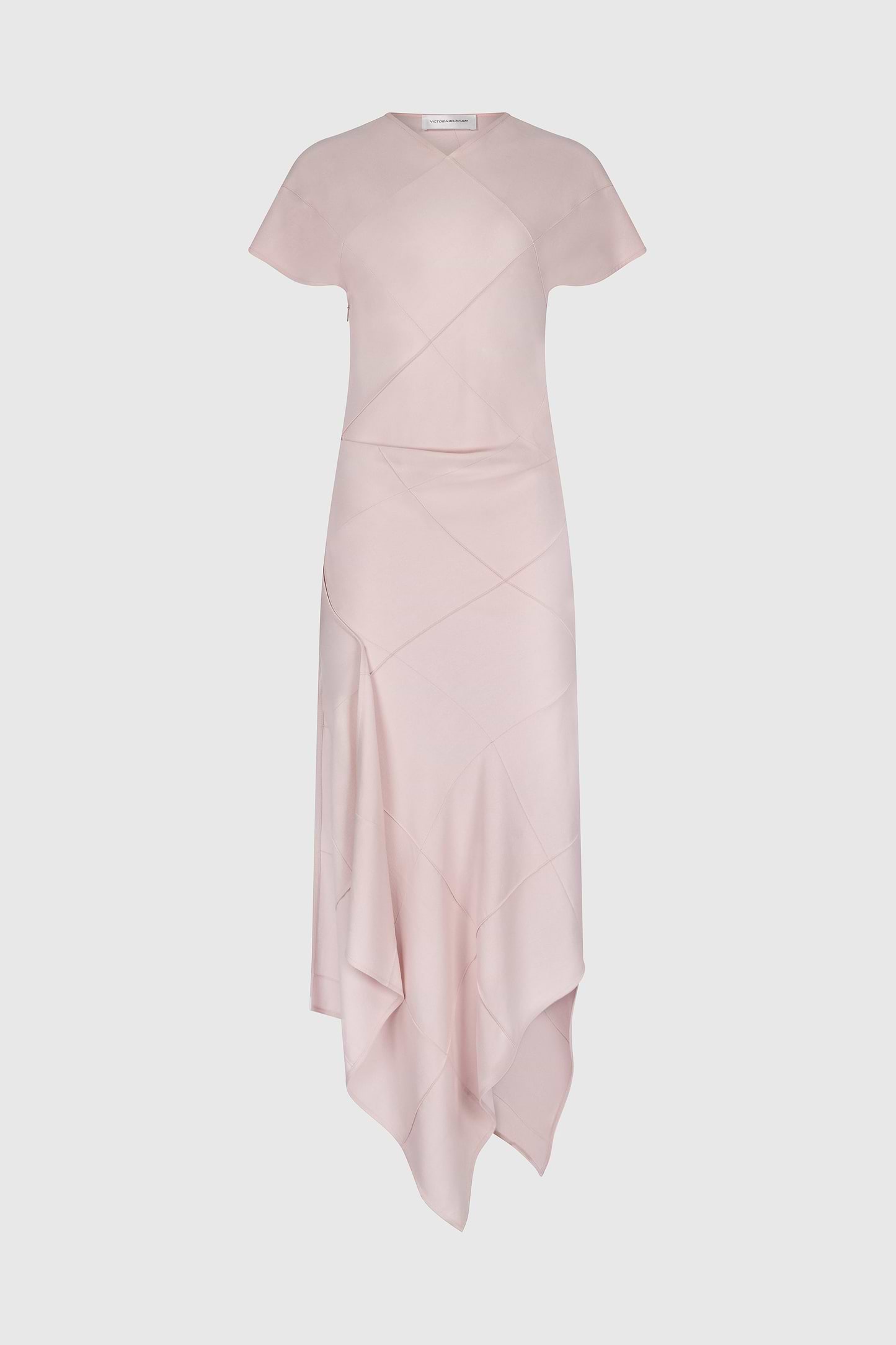 Crease Detail Midi Dress In Light Pink