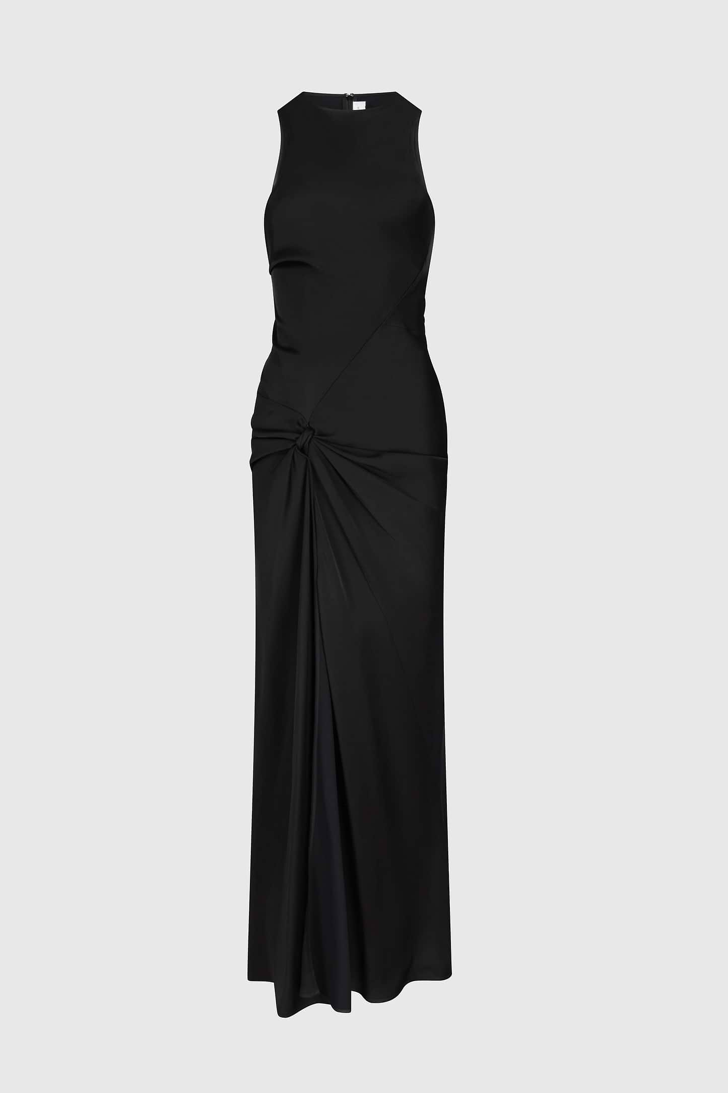 Sleeveless Twist Gown In Black