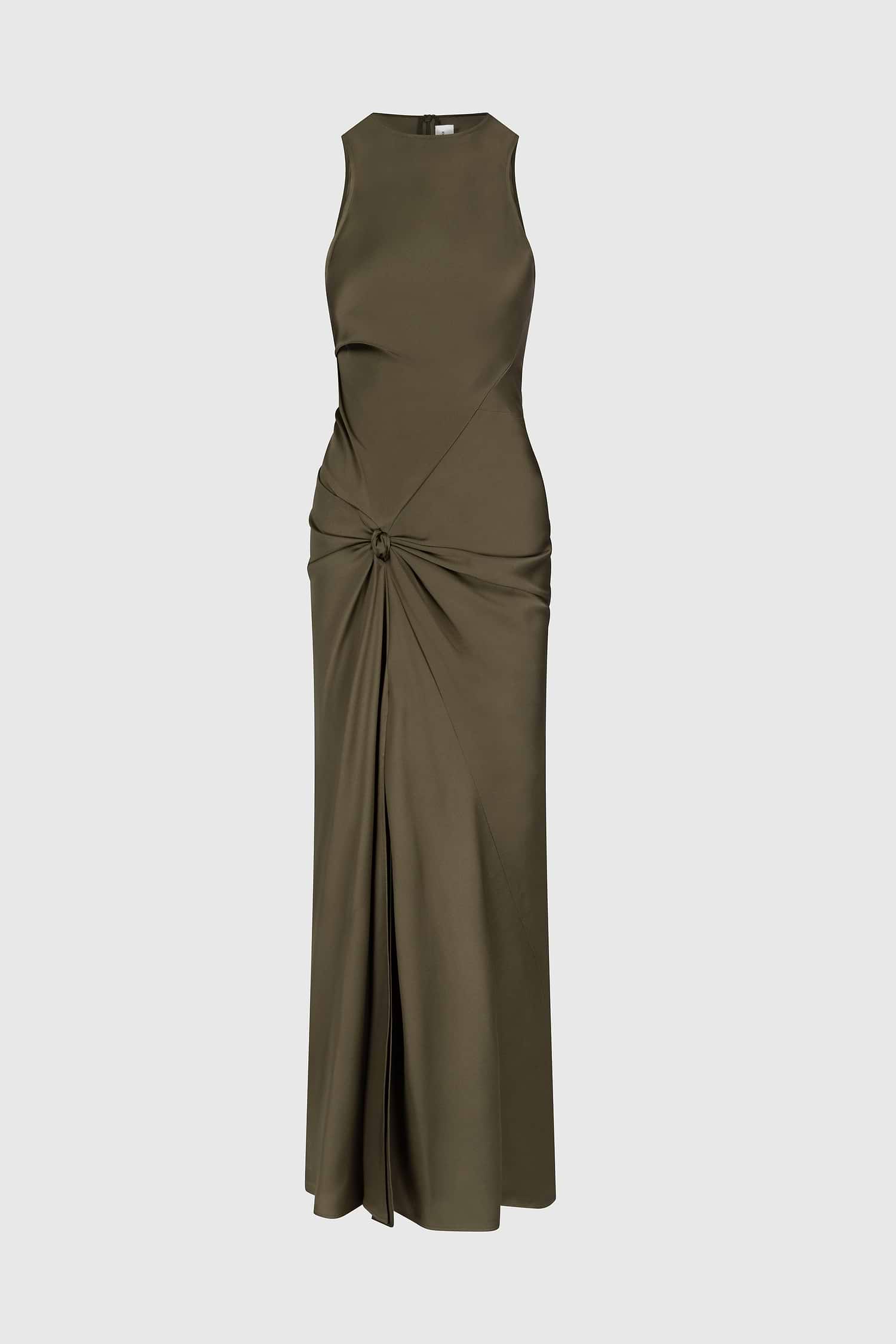 Sleeveless Twist Gown In Green