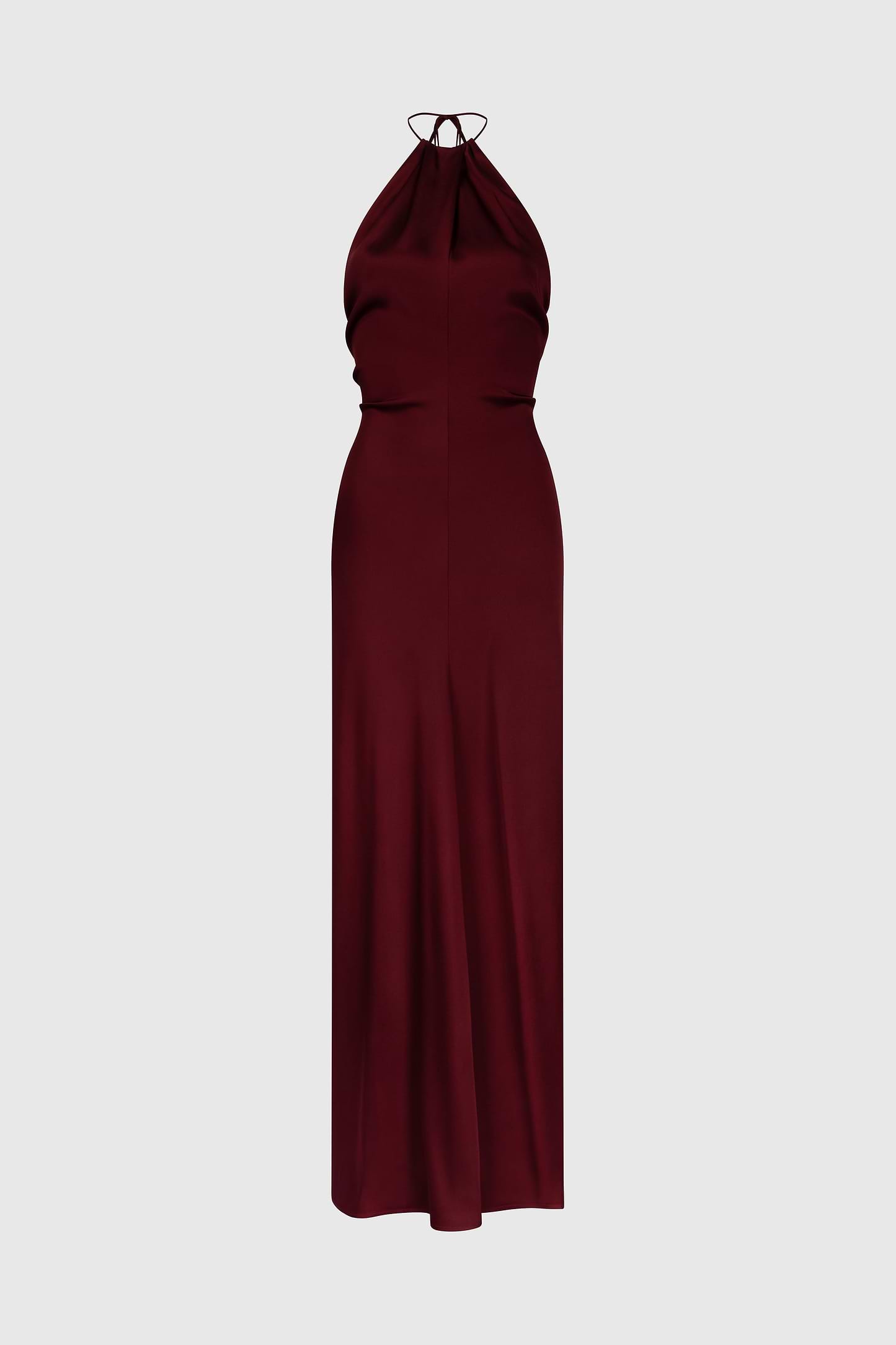 Halterneck Gown In Burgundy