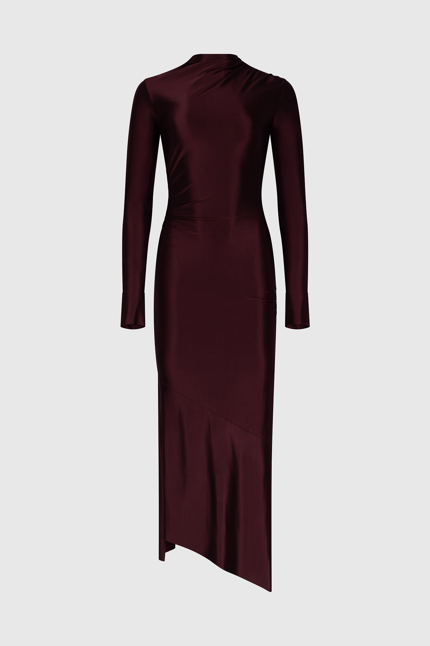 Draped Midi Dress In Burgundy