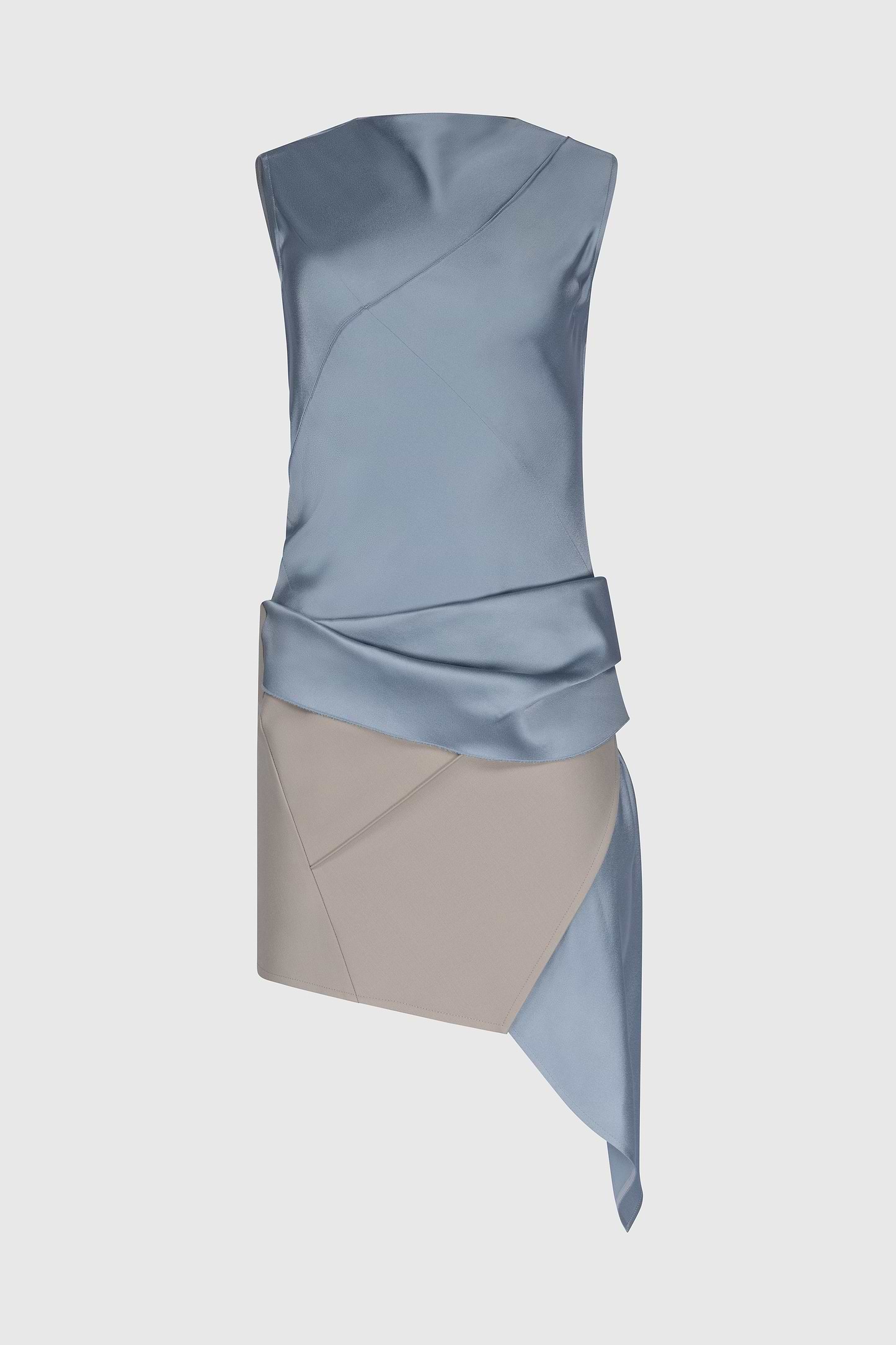 Folded Crease Mini Dress In Light Blue