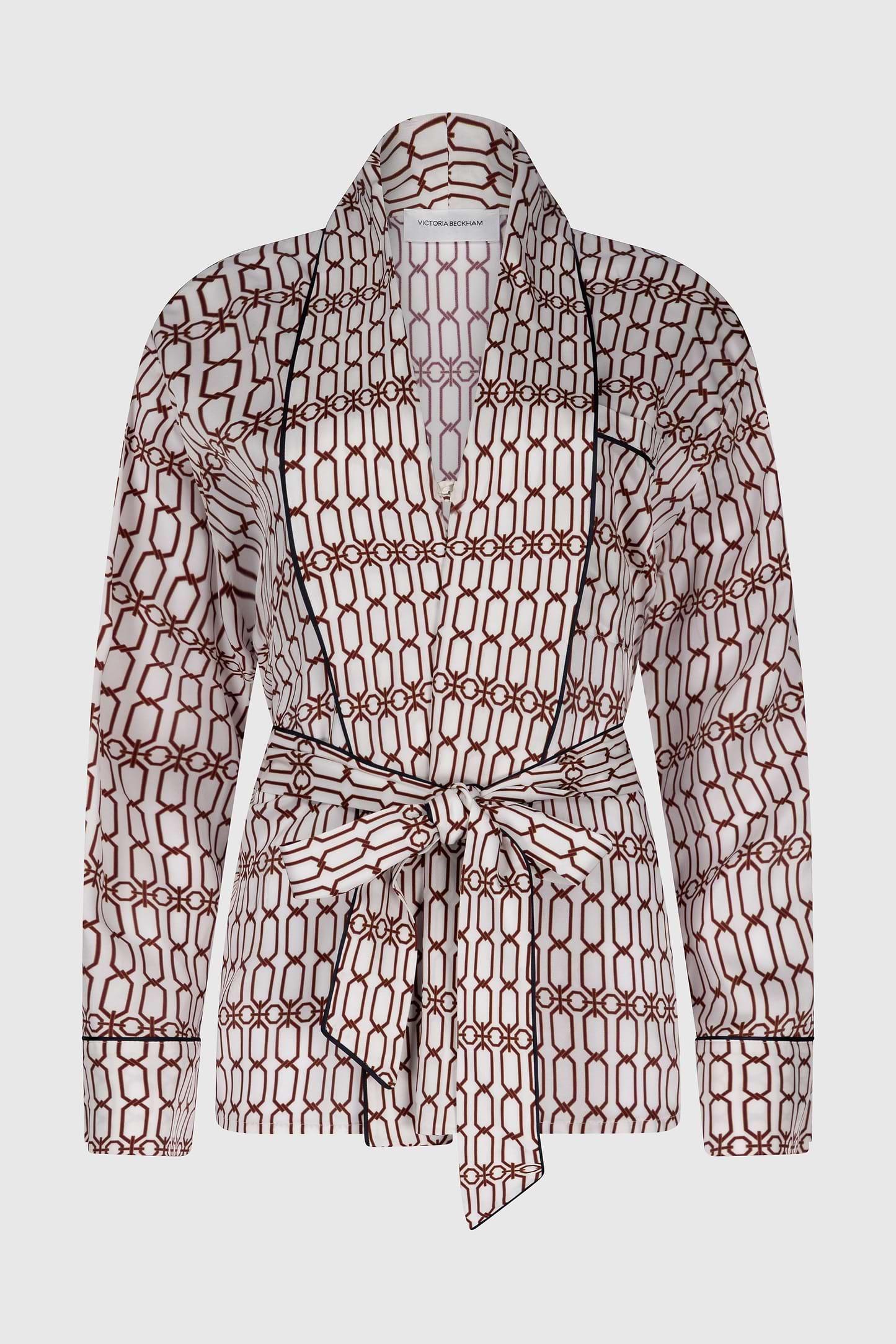 Alba Blouse In White Burgundy Chain Print