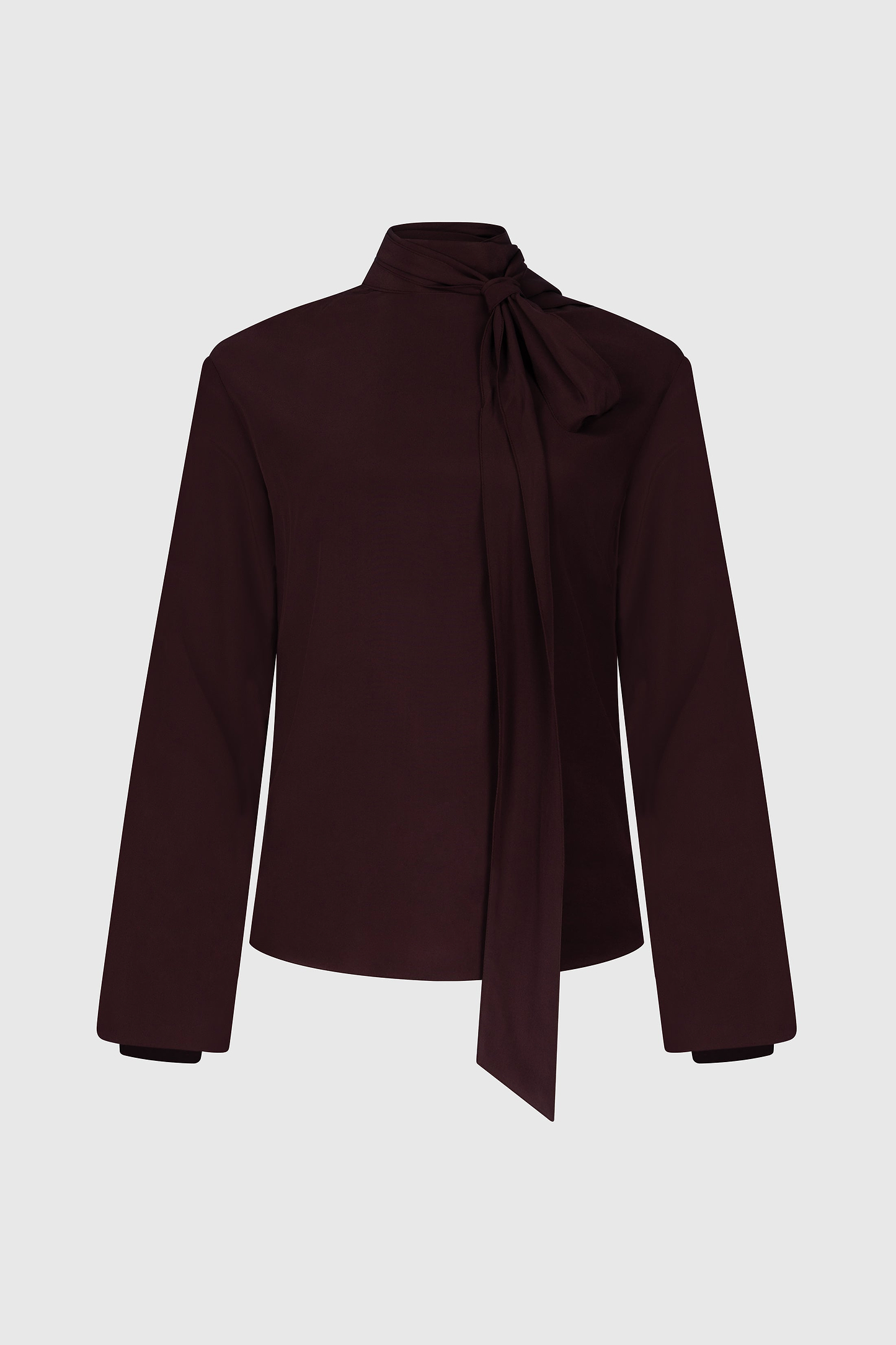 Scarf Cut-Out Blouse In Dark Burgundy