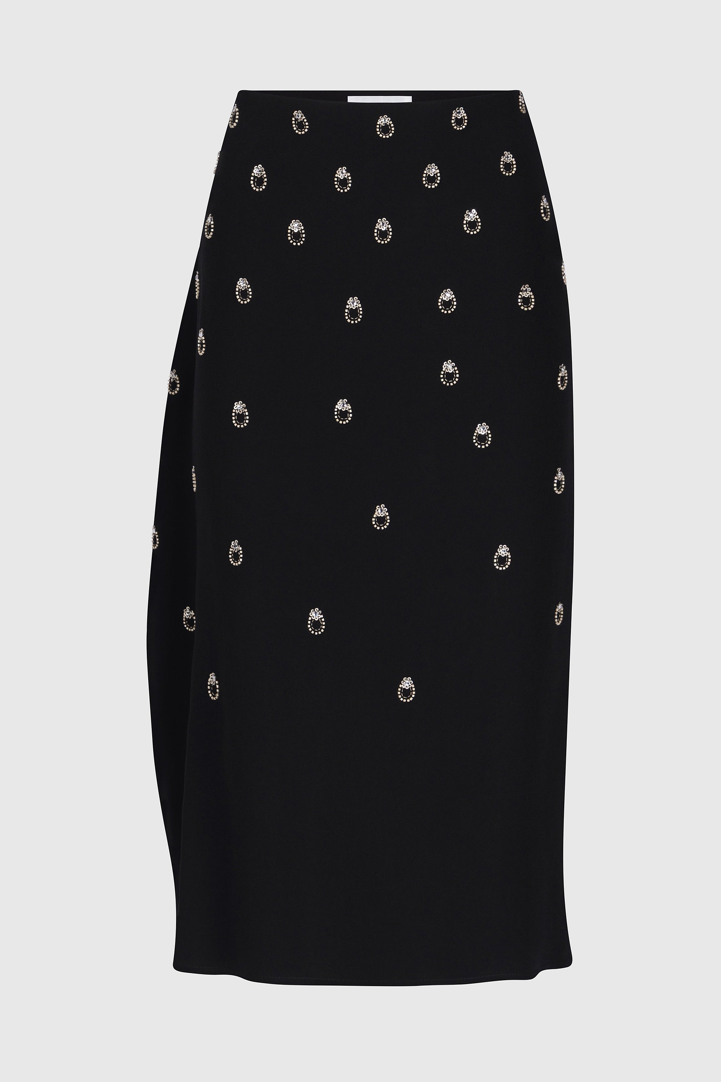 Embroidered Overlap Skirt In Black