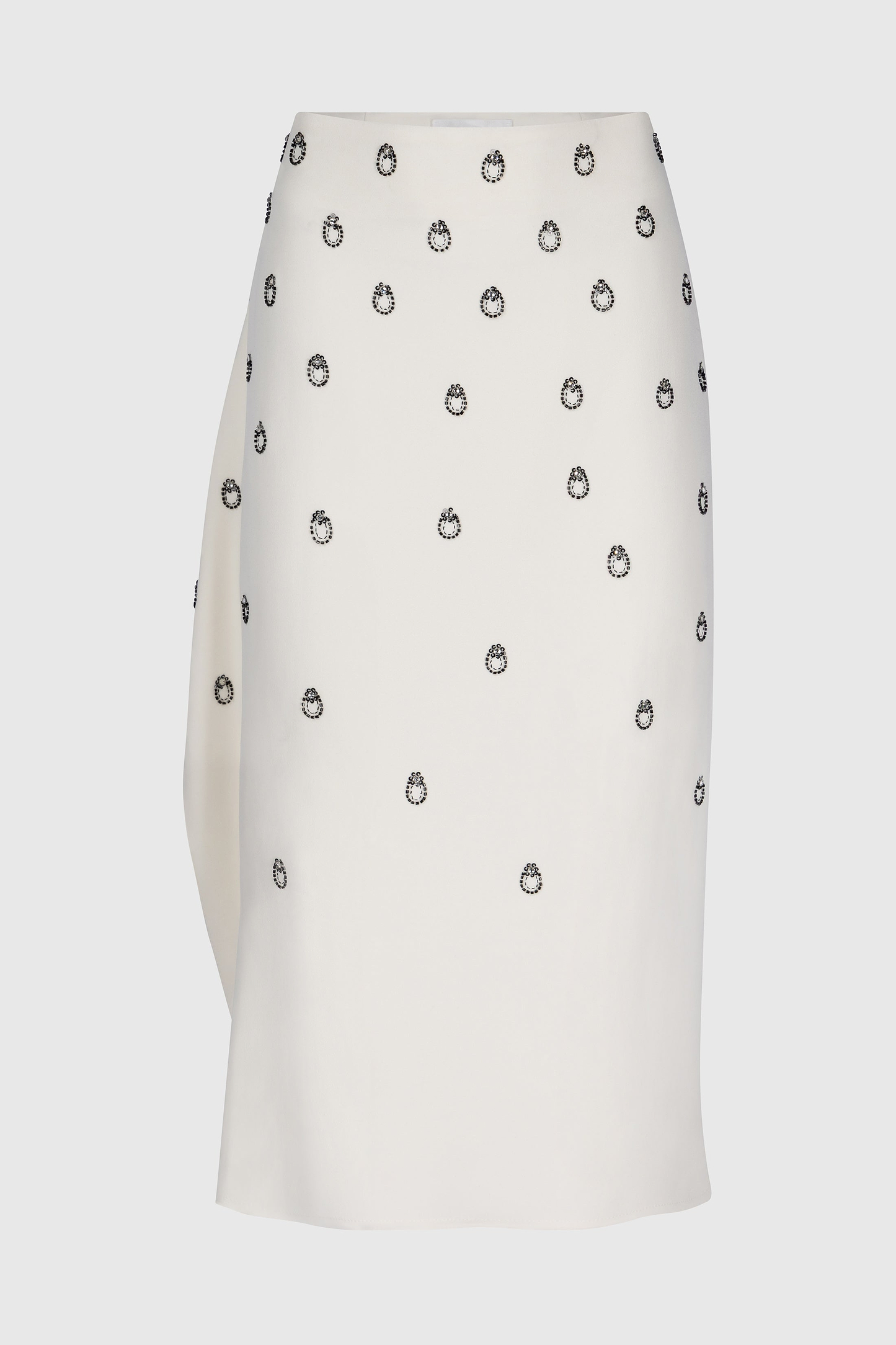 Embroidered Overlap Skirt In Ivory