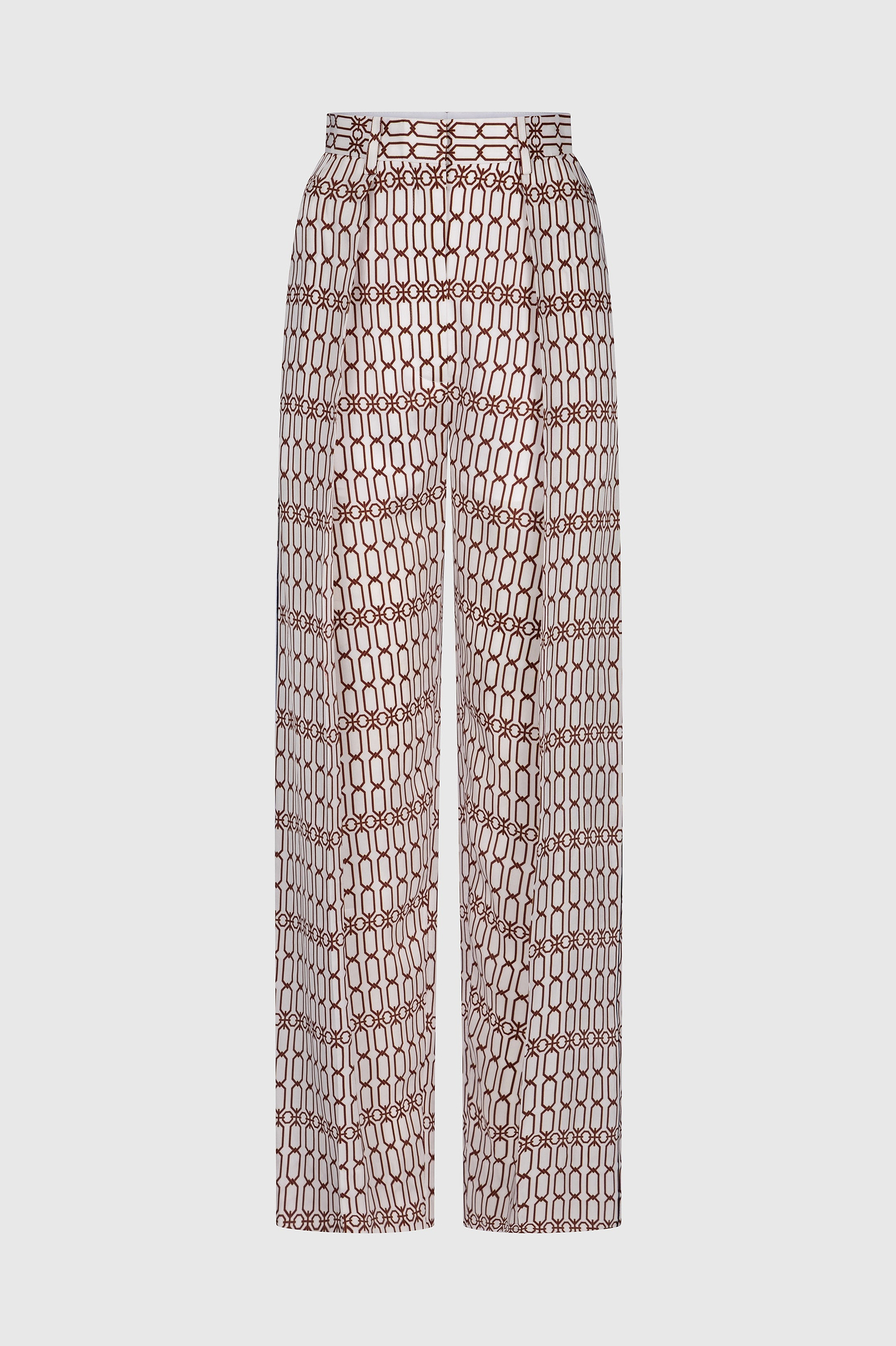 Cecilia Trouser In White Burgundy Chain Print