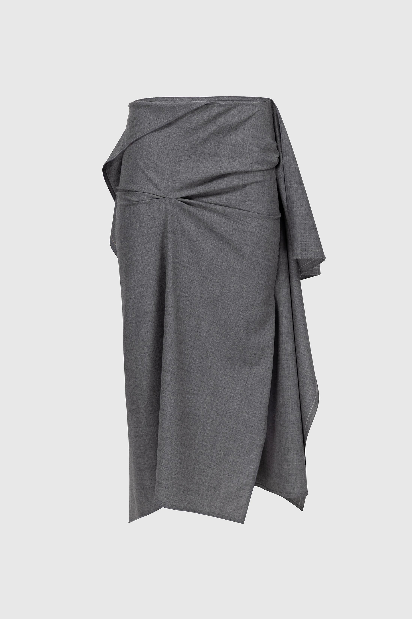 Draped Tailored Skirt In Light Grey Melange