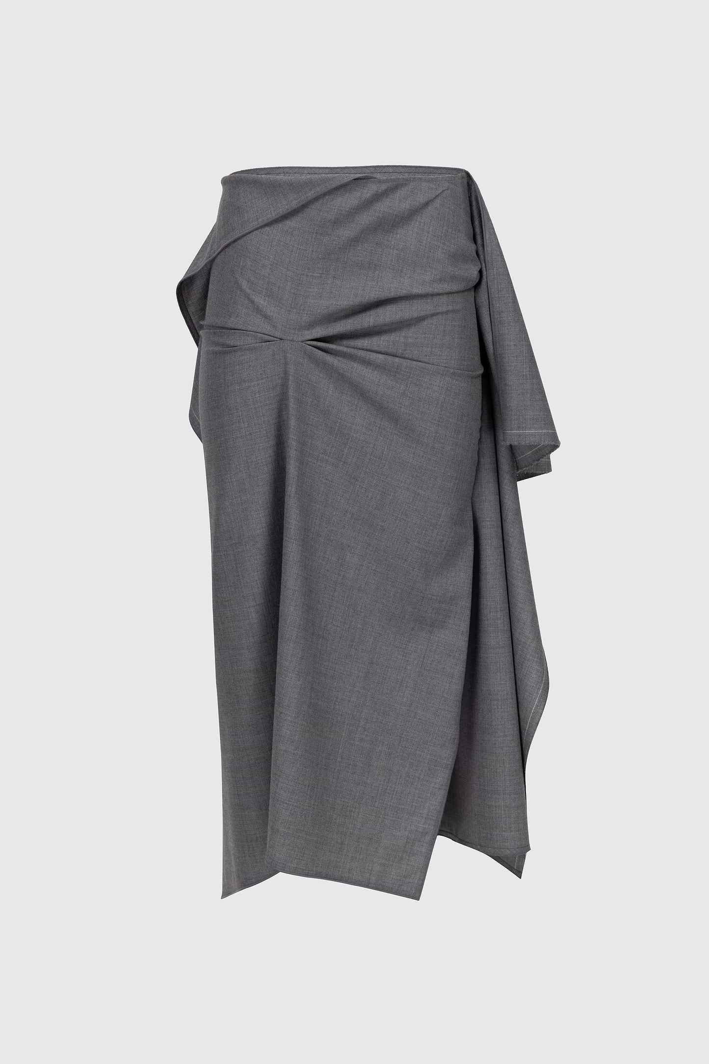 Draped Tailored Skirt In Light Grey Melange