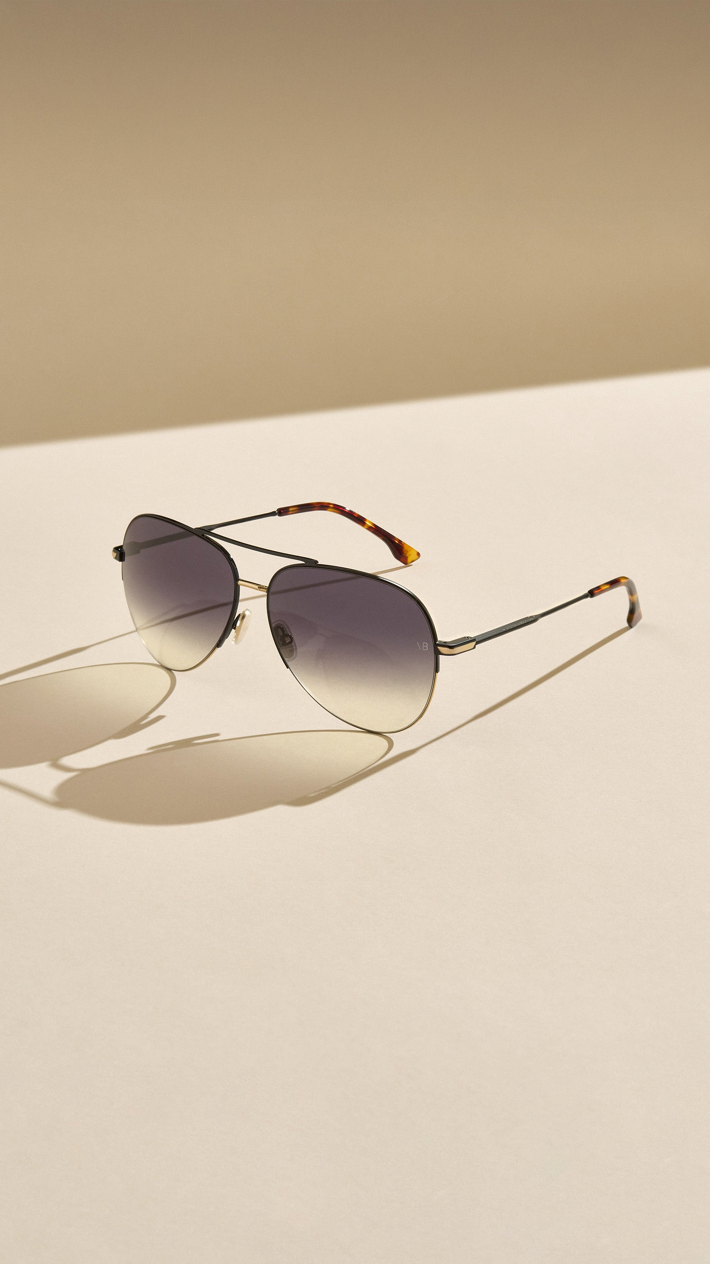 Oversized Metal And Acetate Pilot Frame In Gold Havana