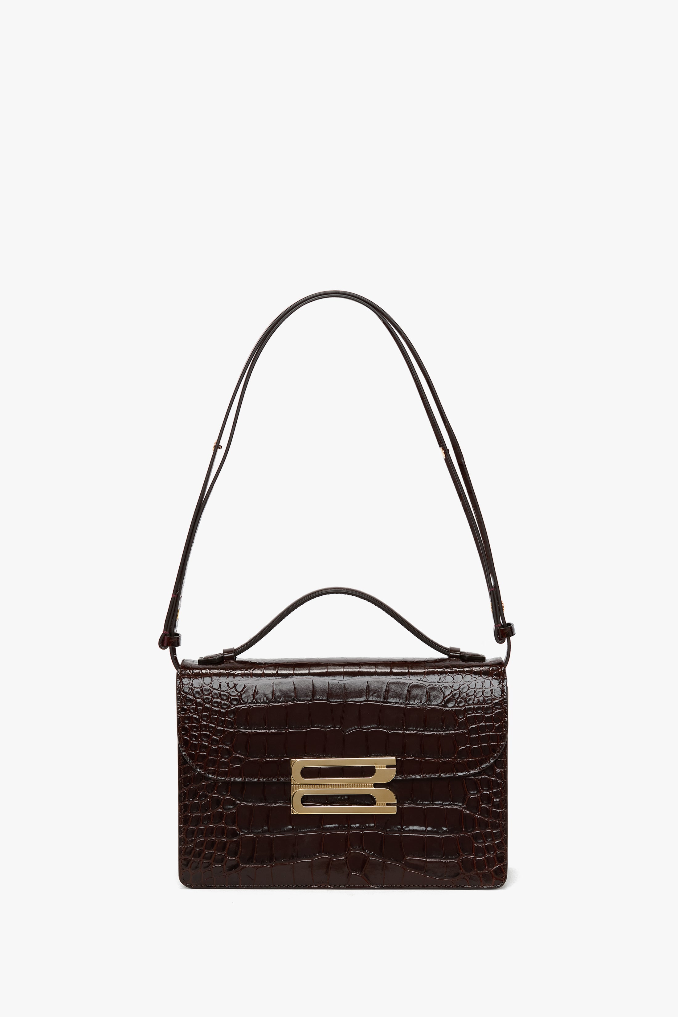Dorian Bag Espresso Croc Embossed Leather