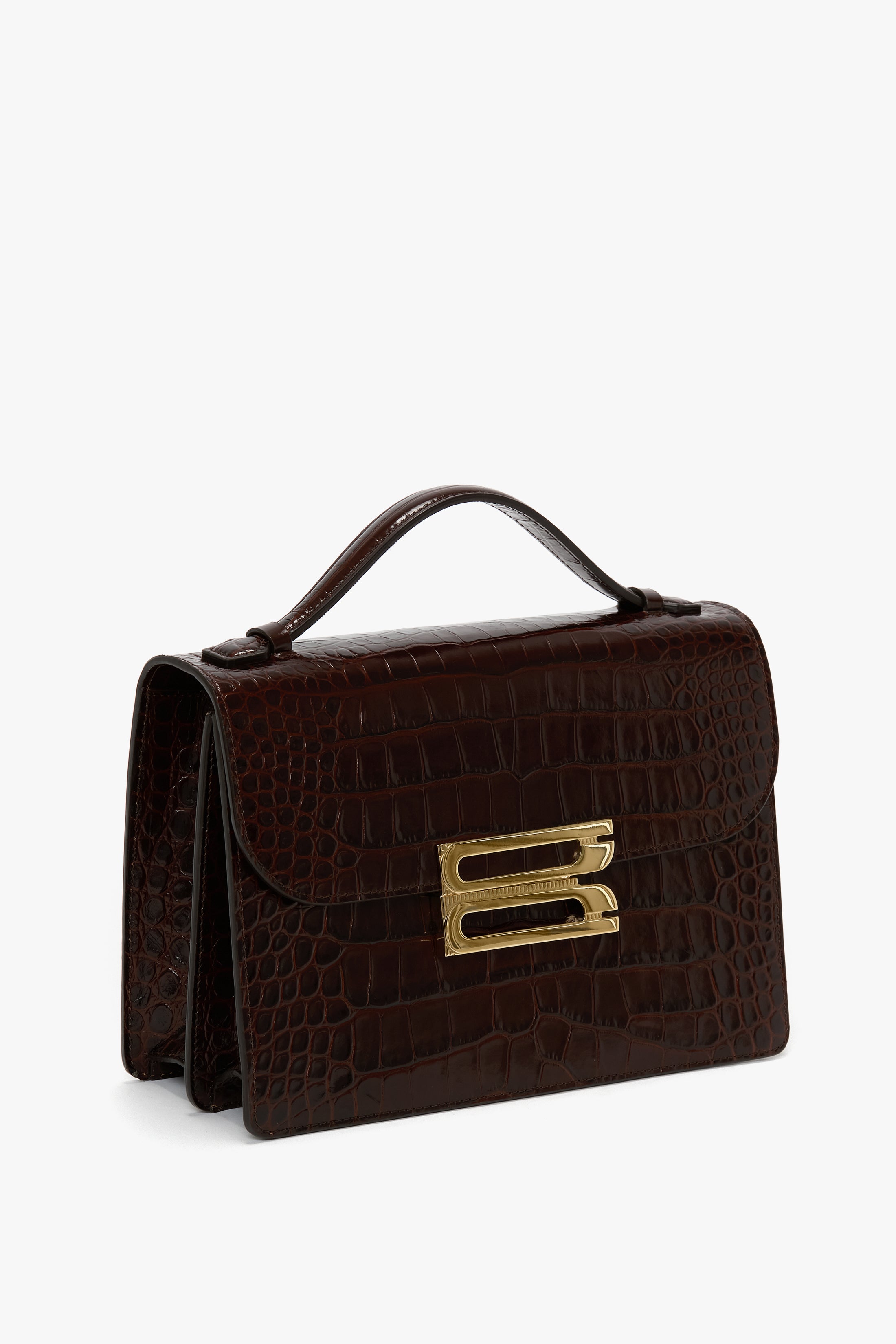 Dorian Bag Espresso Croc Embossed Leather