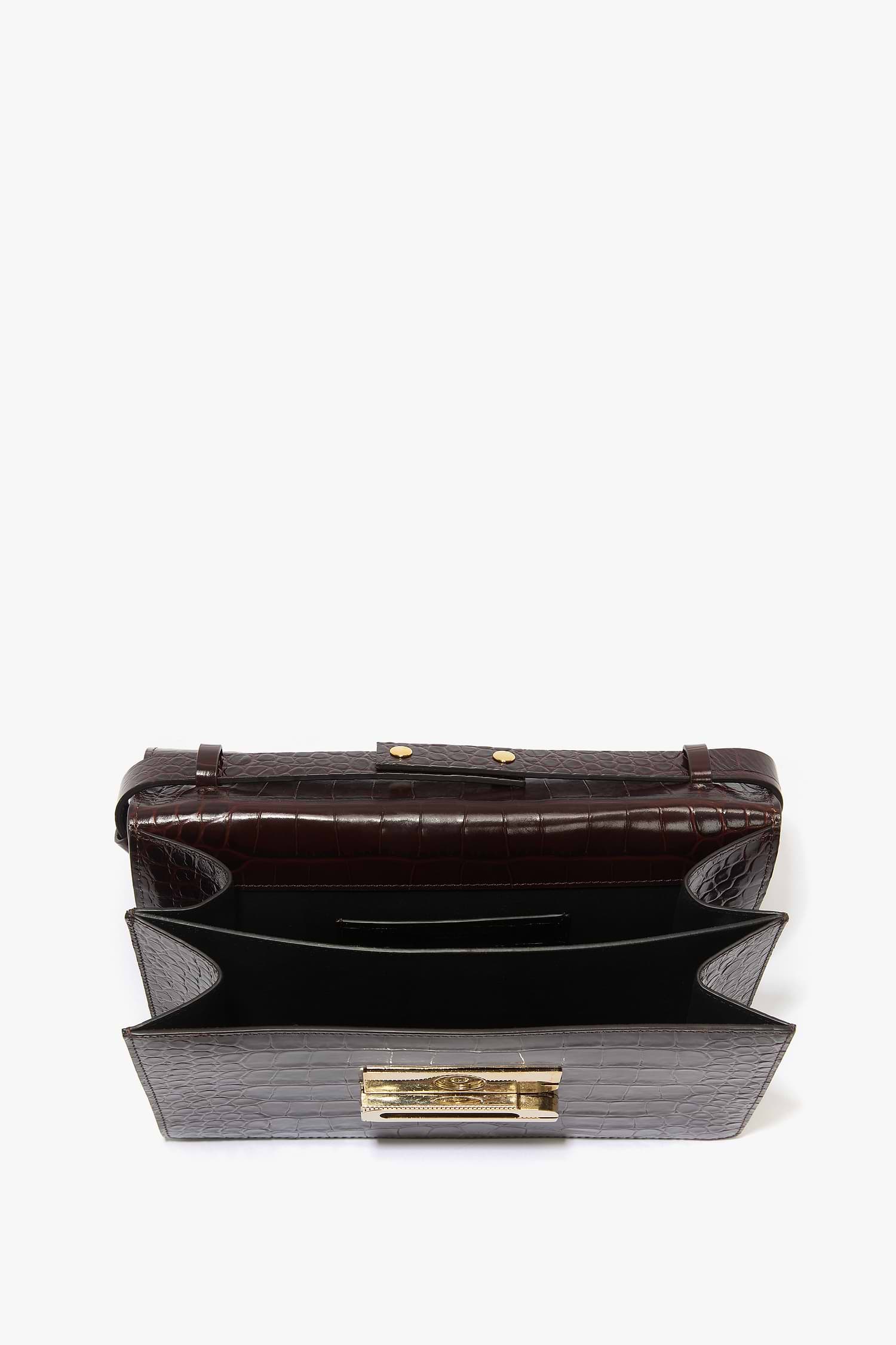 Dorian Bag Espresso Croc Embossed Leather