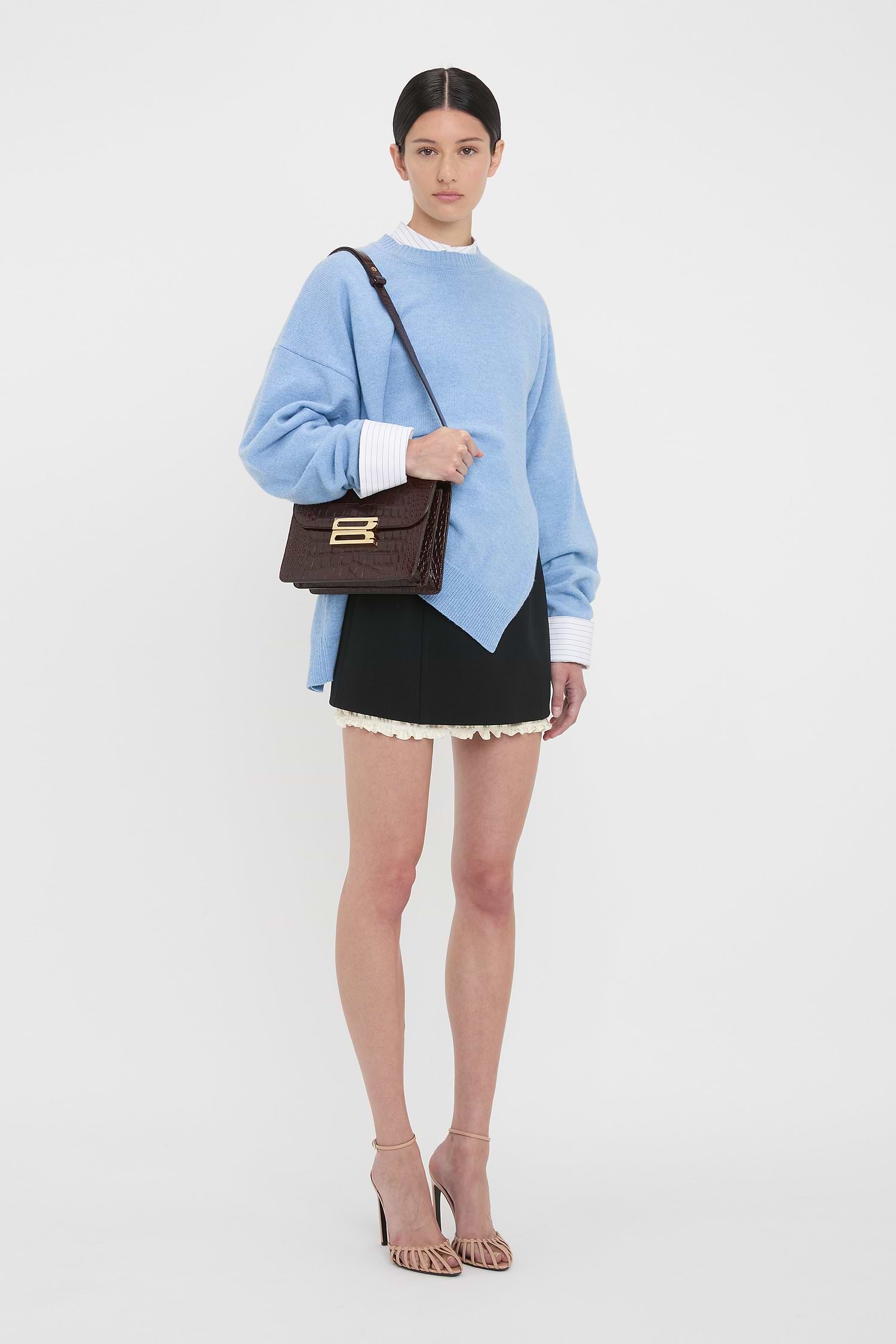 Dorian Bag Espresso Croc Embossed Leather