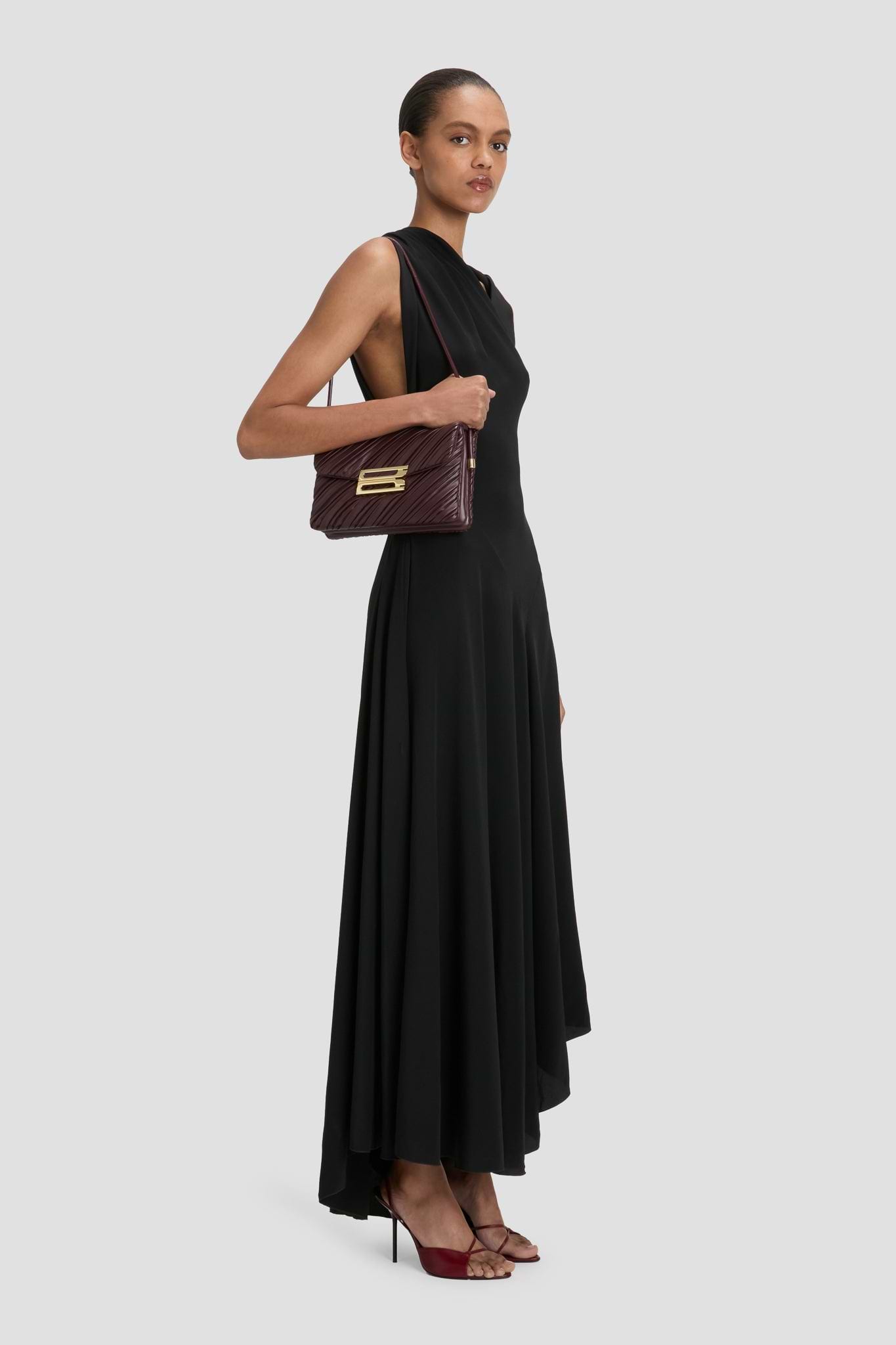 Soft Dorian Bag Burgundy Pleated Nappa
