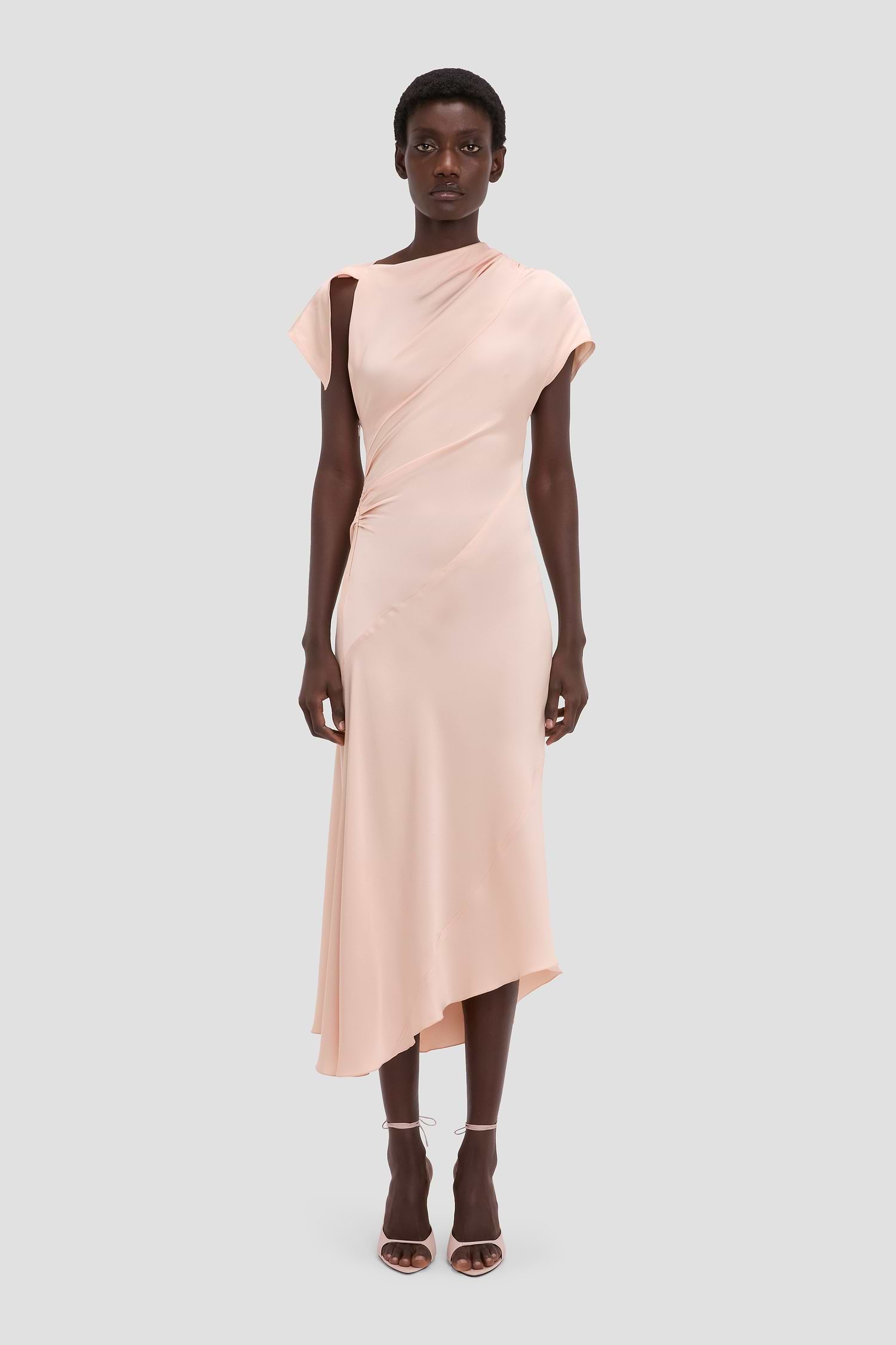 Asymmetric Twist Dress In Blossom