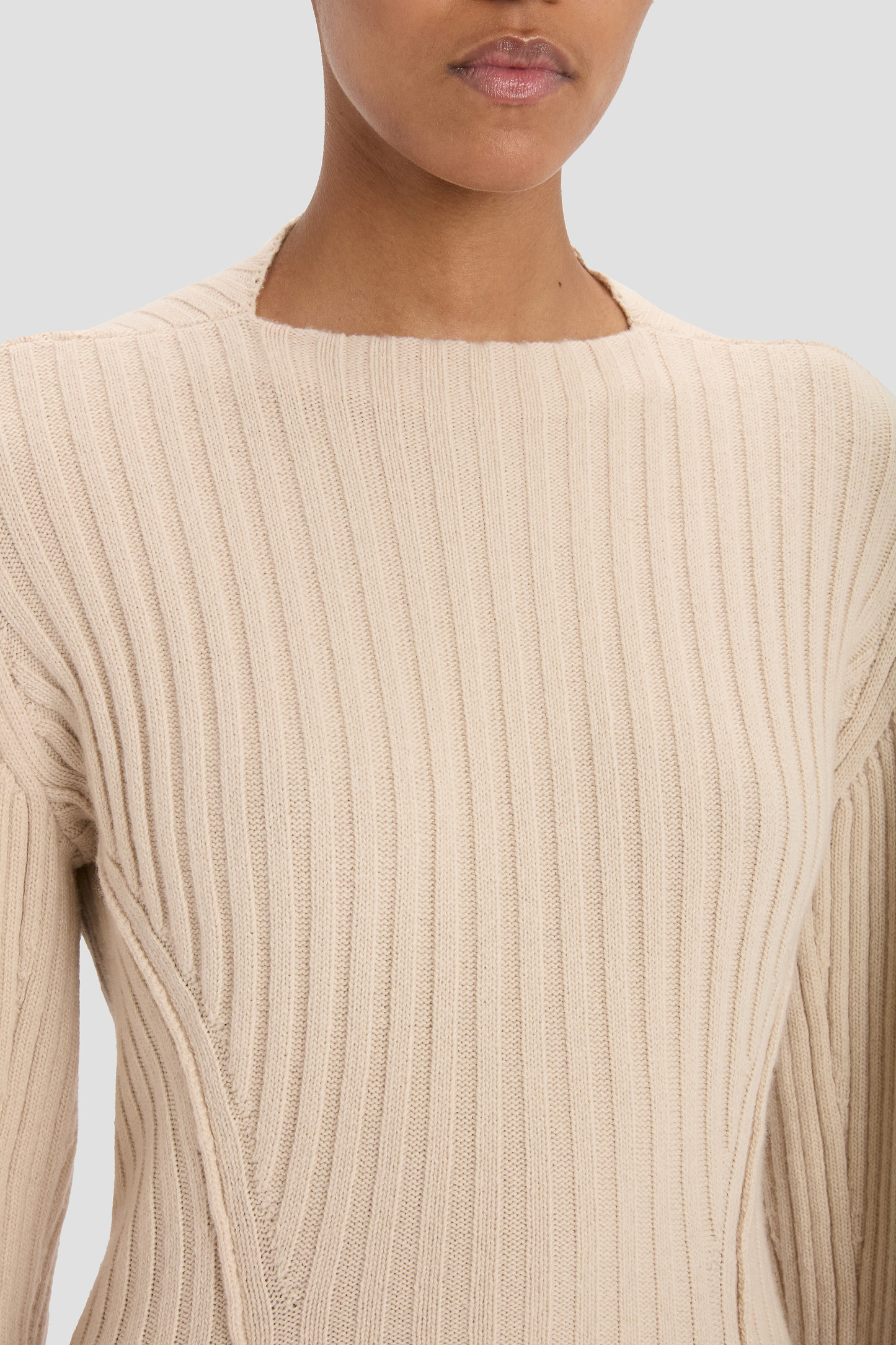 Ribbed Jumper In Beige
