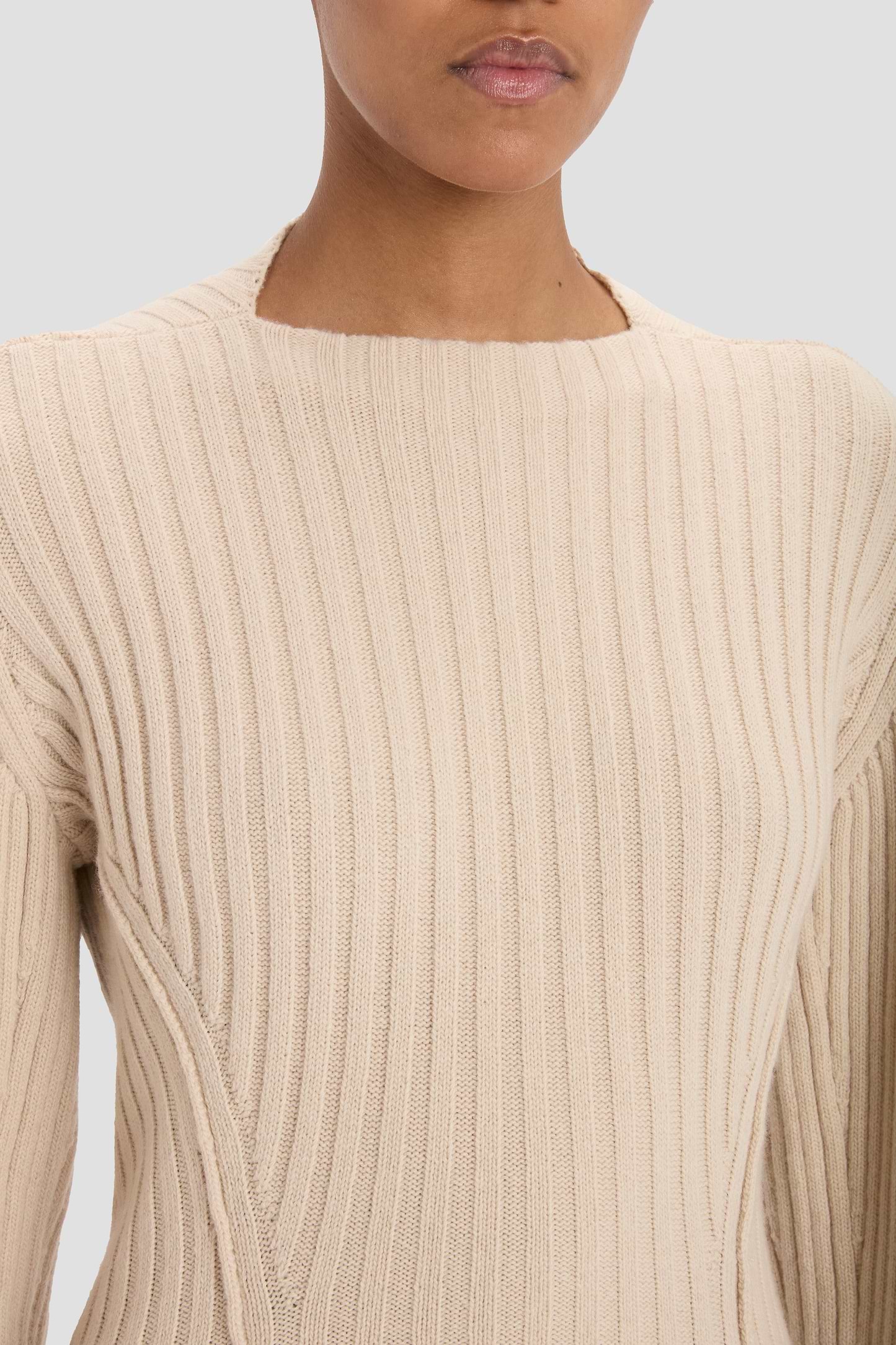 Ribbed Jumper In Beige