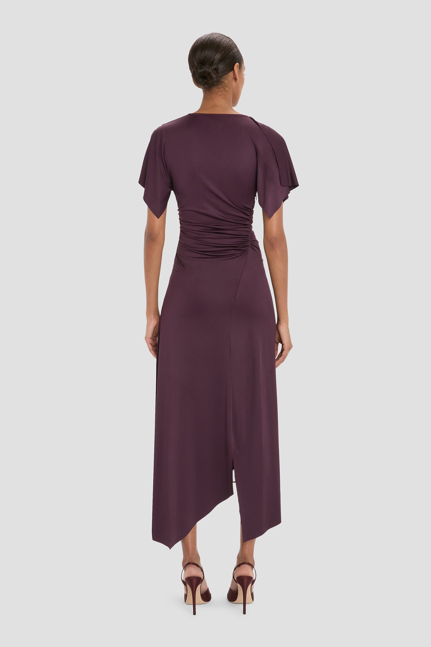 Blousey Midi Dress In Blackcurrant