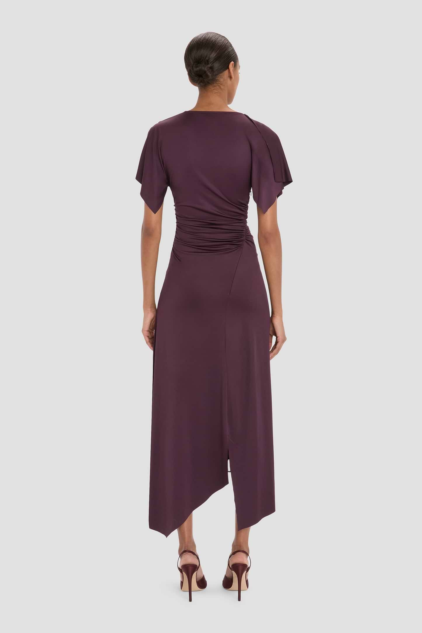 Blousey Midi Dress In Blackcurrant