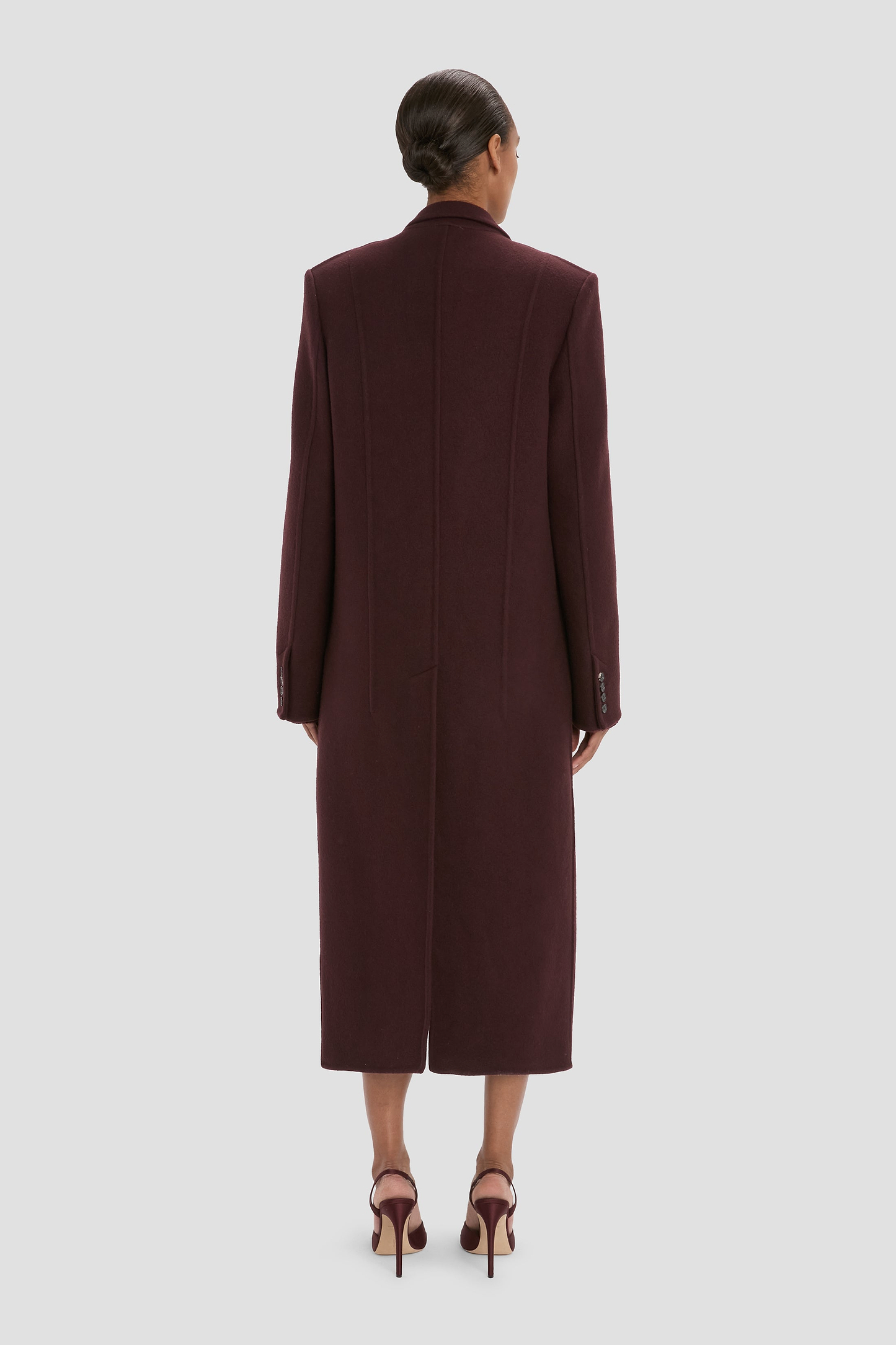 Tailored Coat In Dark Burgundy