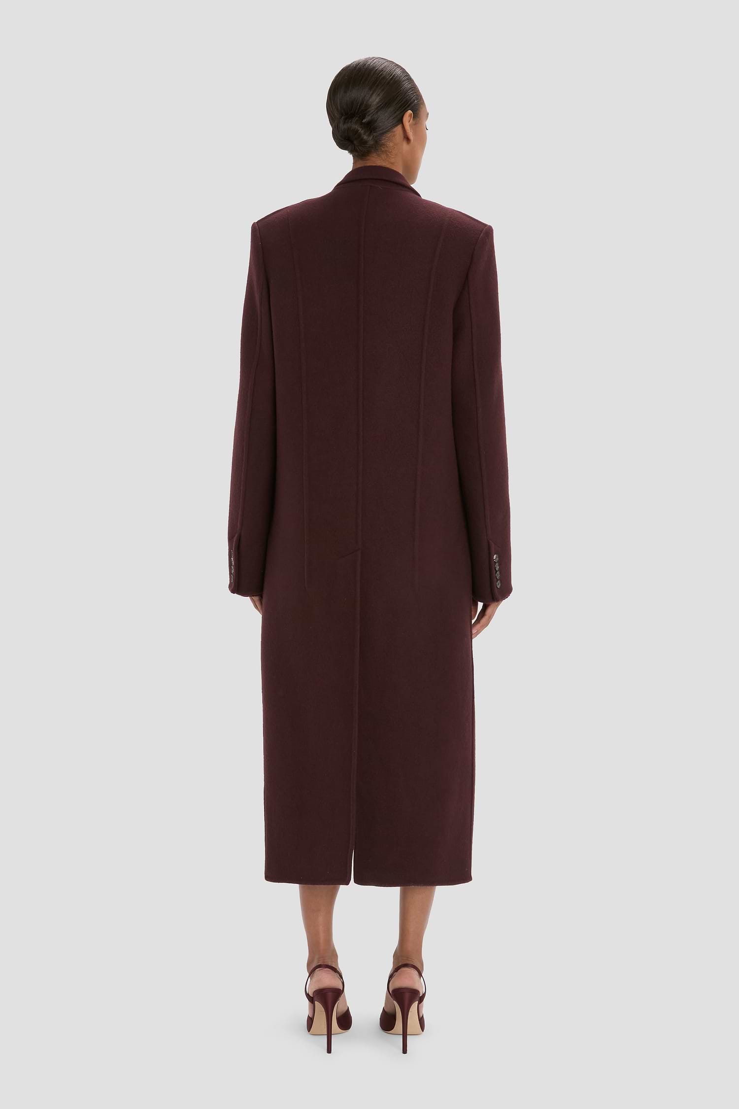 Tailored Coat In Dark Burgundy