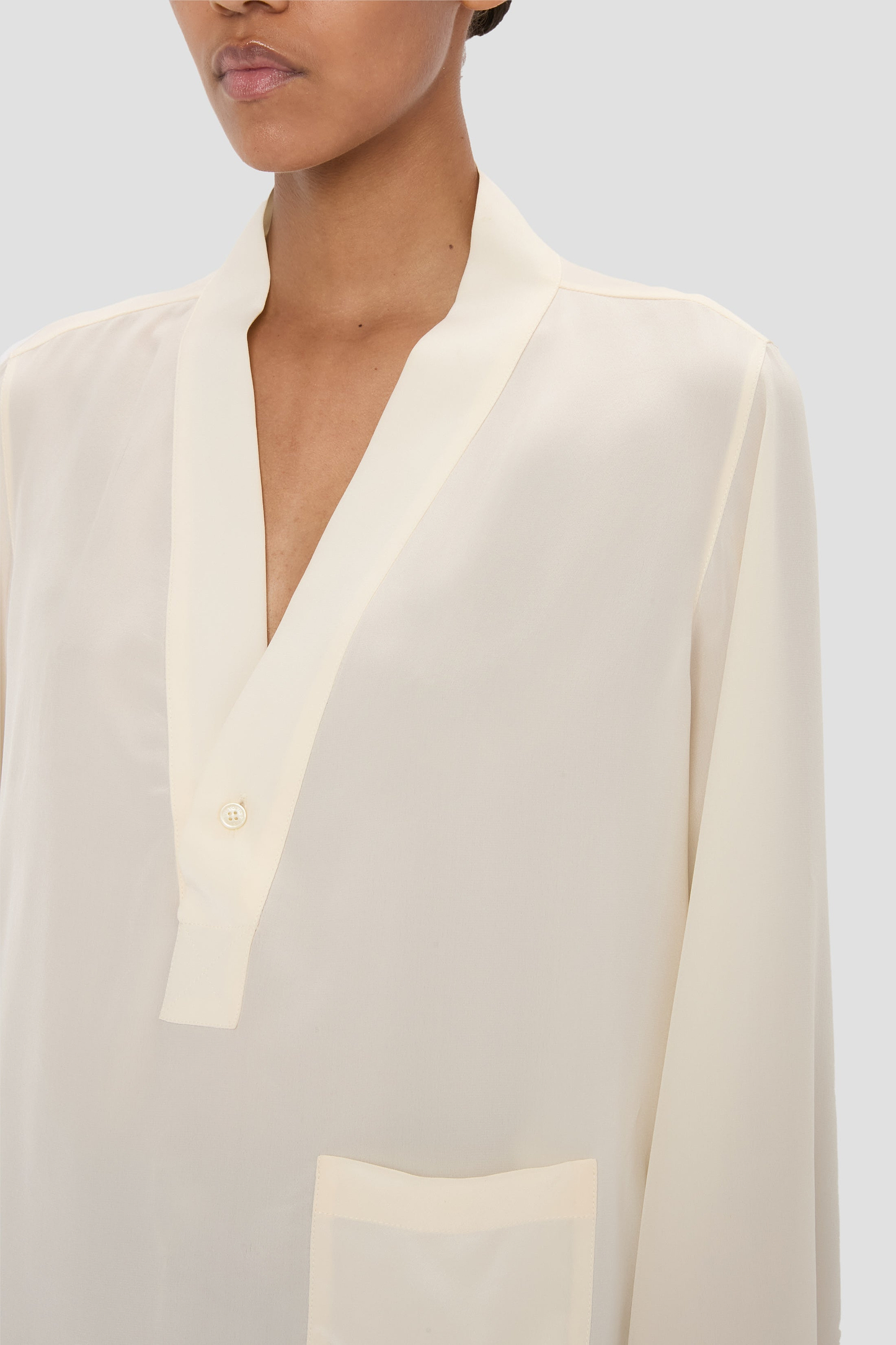 V-Neck Blouse In Ivory