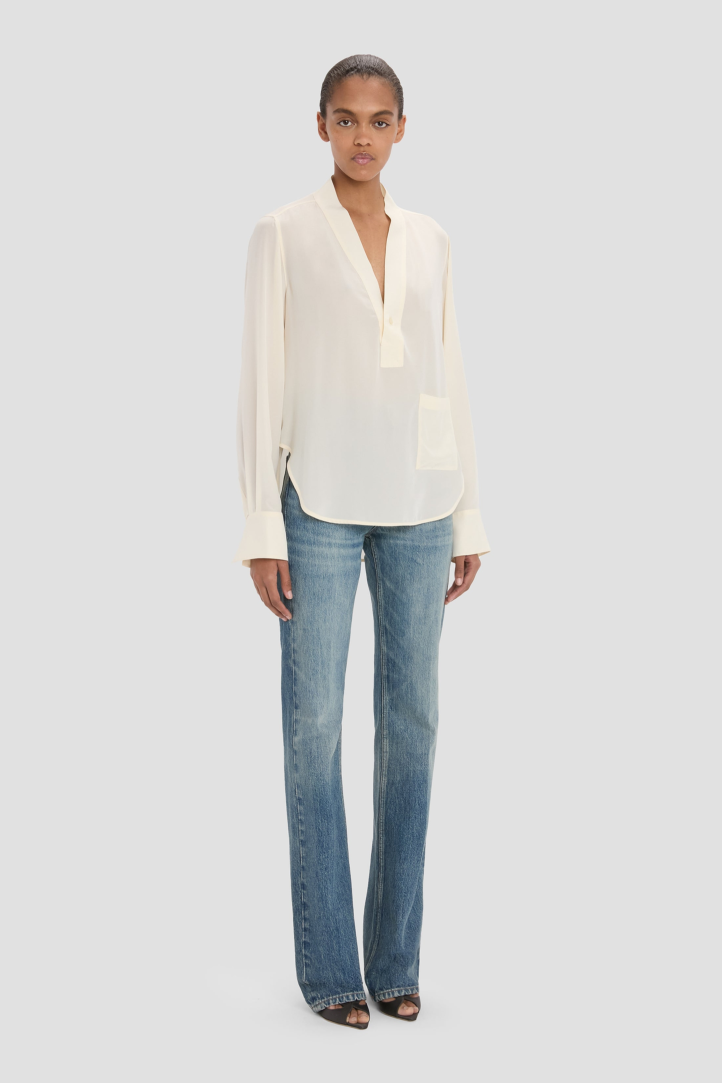 V-Neck Blouse In Ivory
