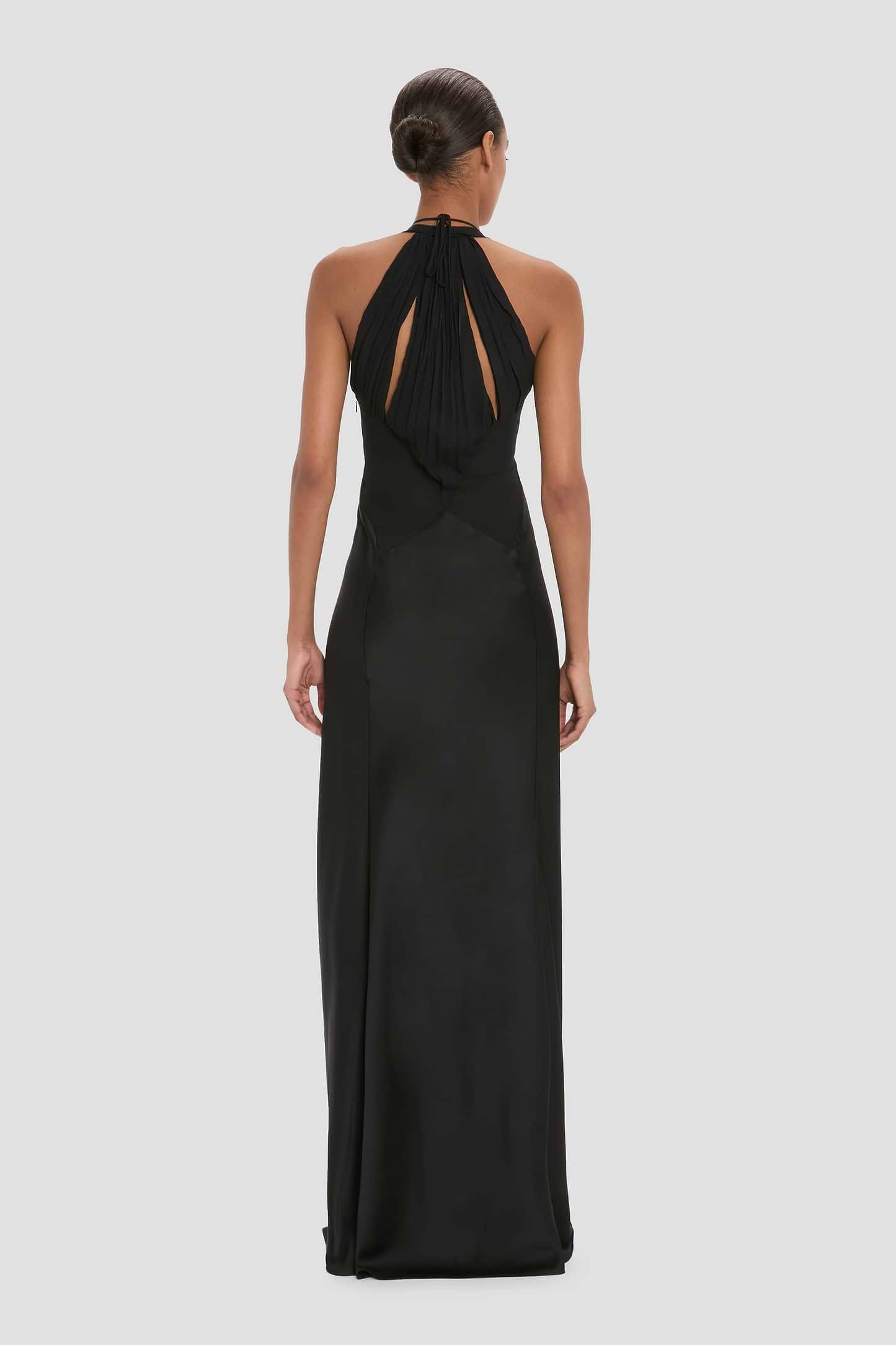 Panelled Cami Gown In Black