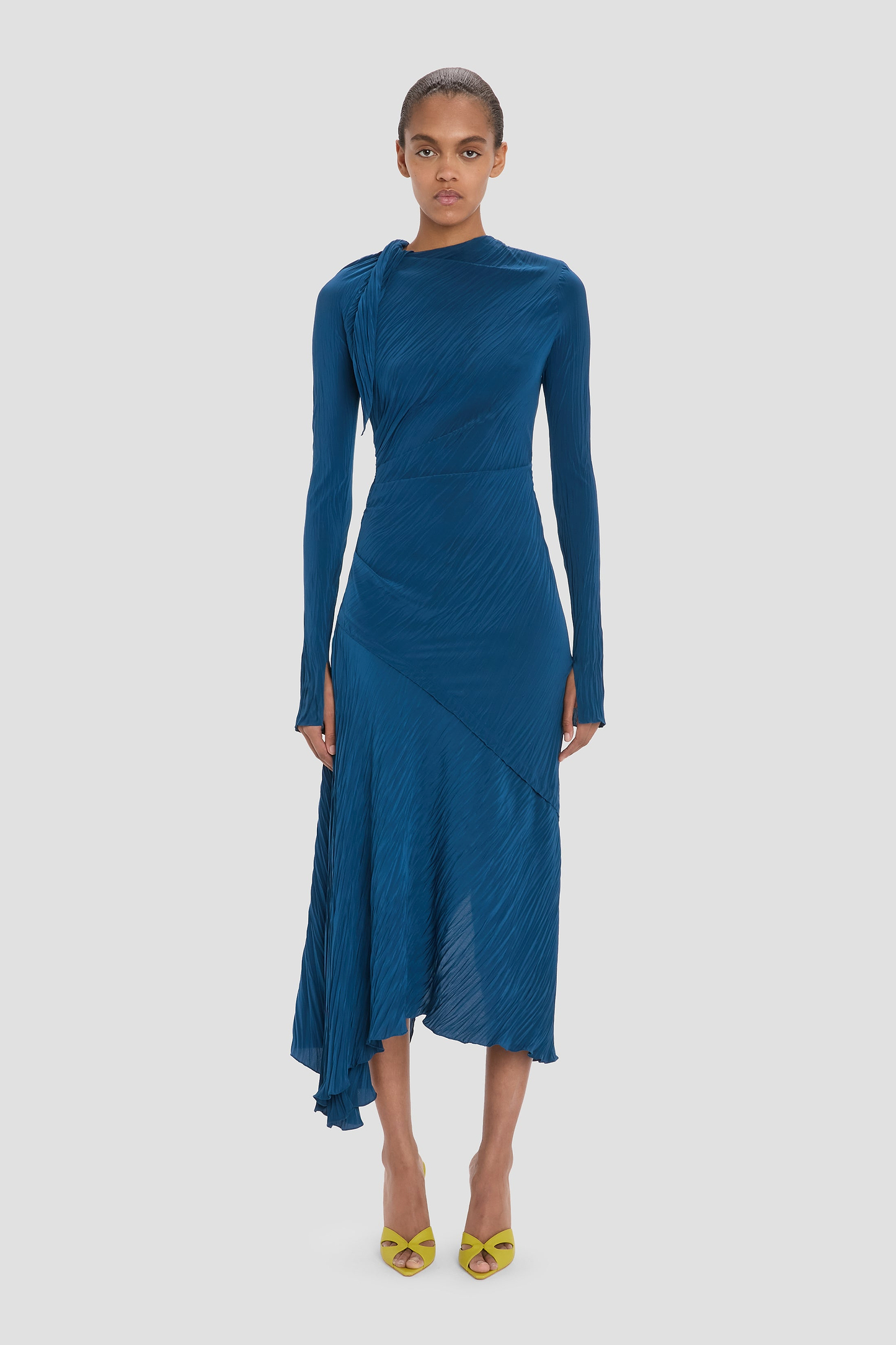 Plisse Dress In Blue